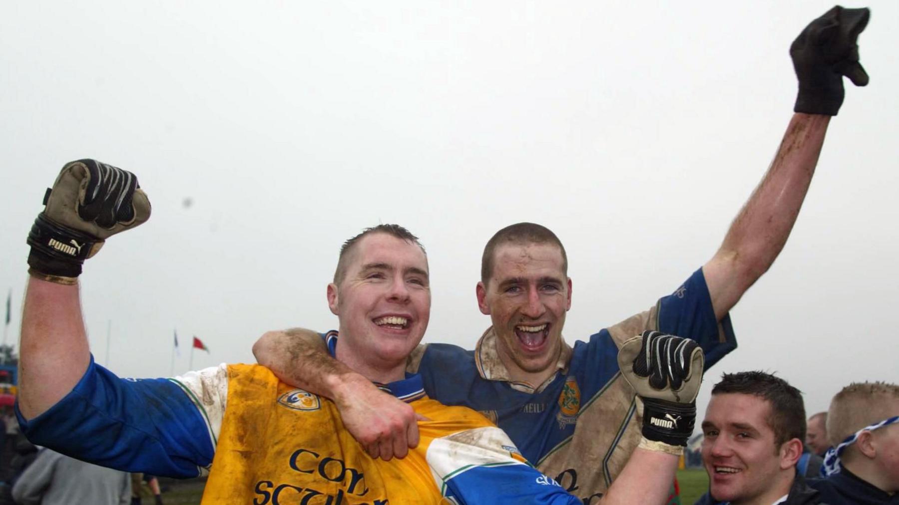 Goalkeeper Mickey Conlan (left) and Enda Muldoon helped Ballinderry clinch the 2002 All-Ireland Senior Club title