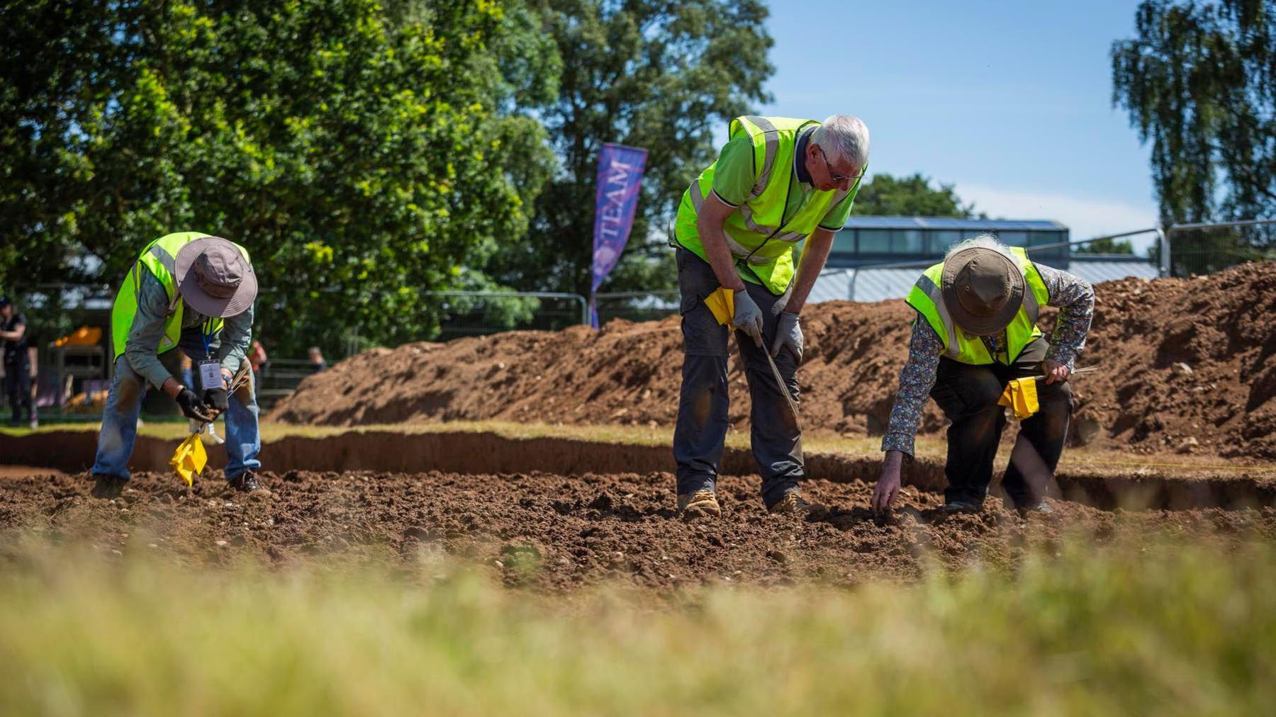 A team from FAS Heritage working in the the trench in Garden Field in Sutton Hoo