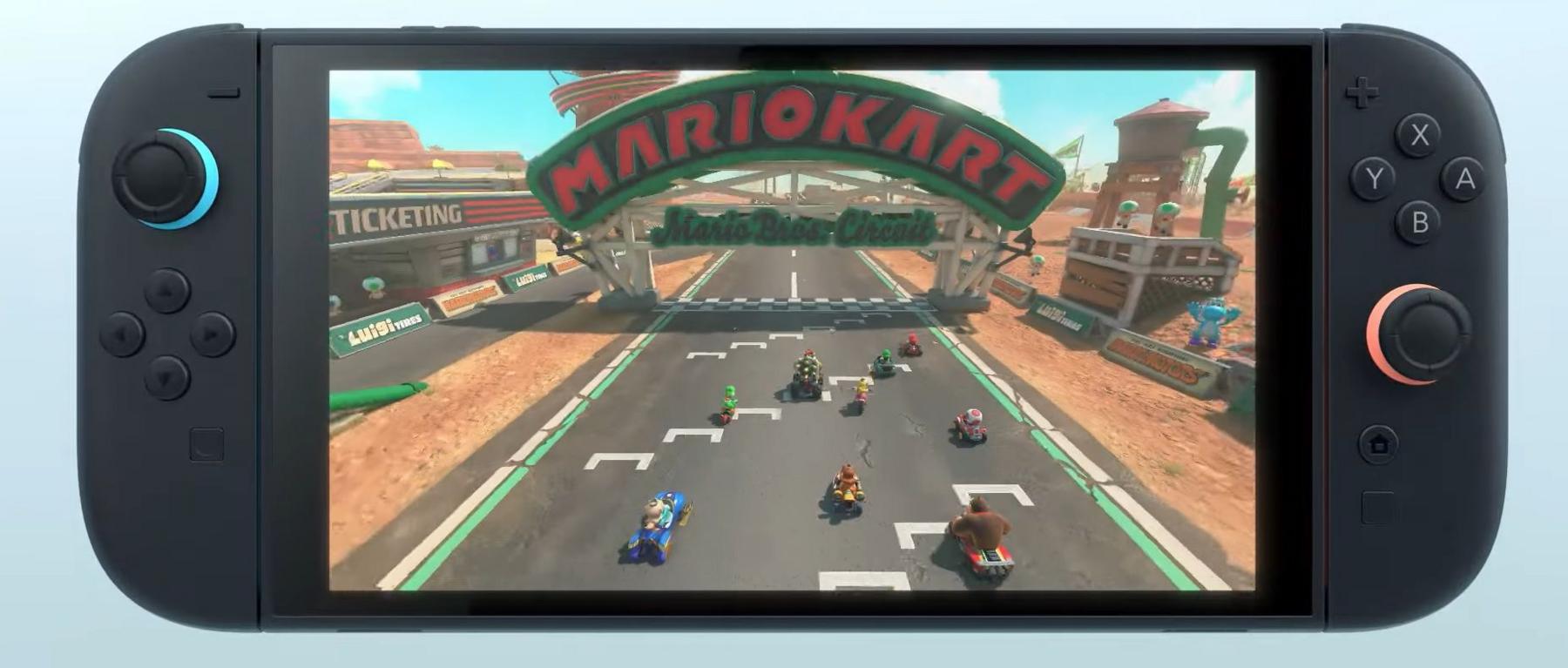 nintendo switch 2 with MarioKart on screen