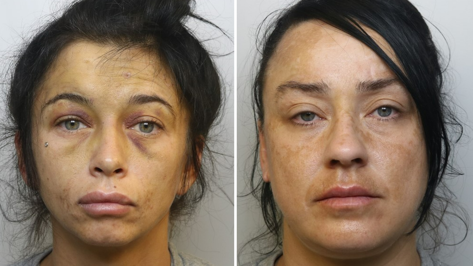 Mugshots of two women looking into the camera