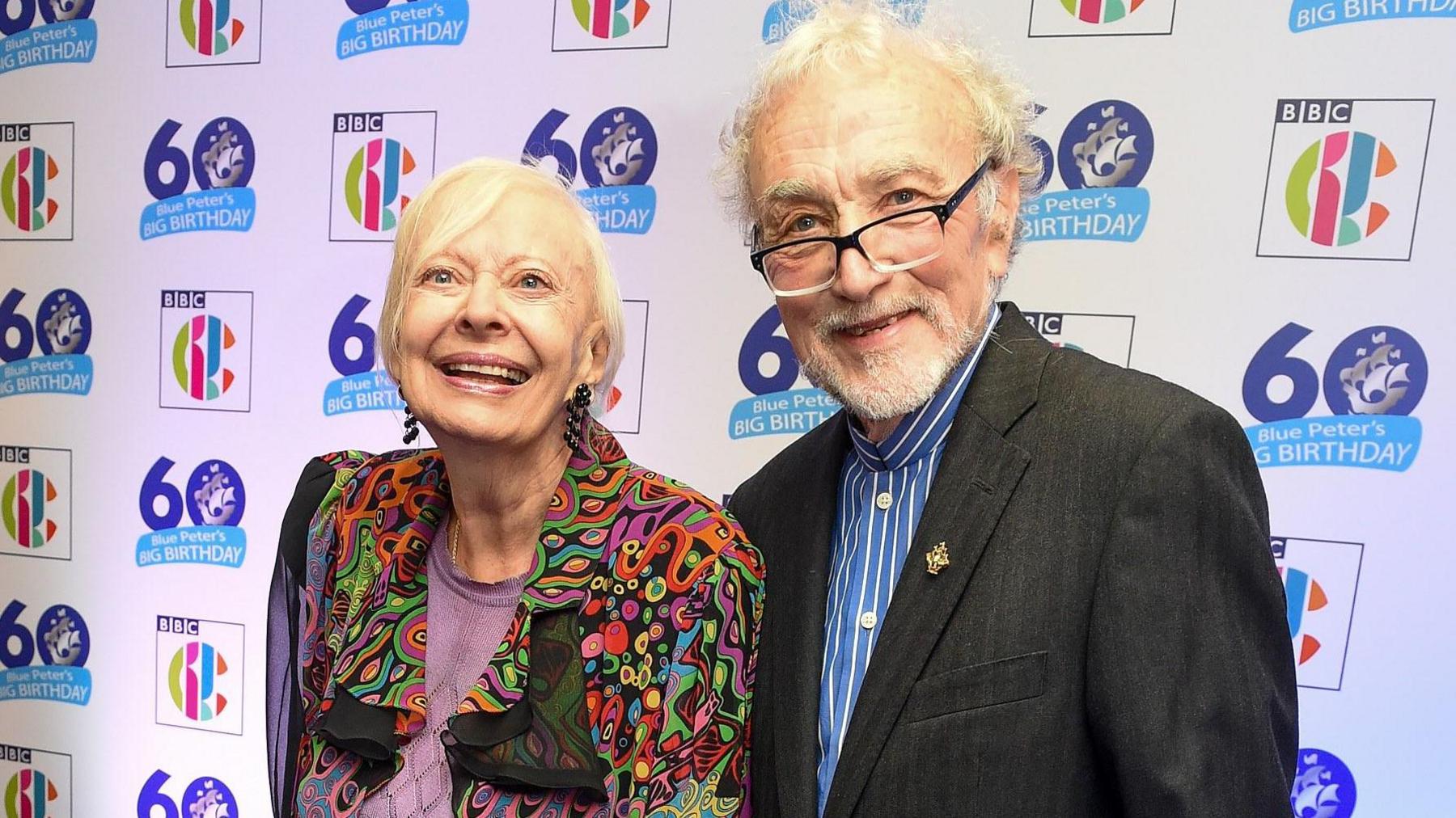 Biddy Baxter and her former colleague Edward Barnes attending Blue Peter's 60th birthday in 2018