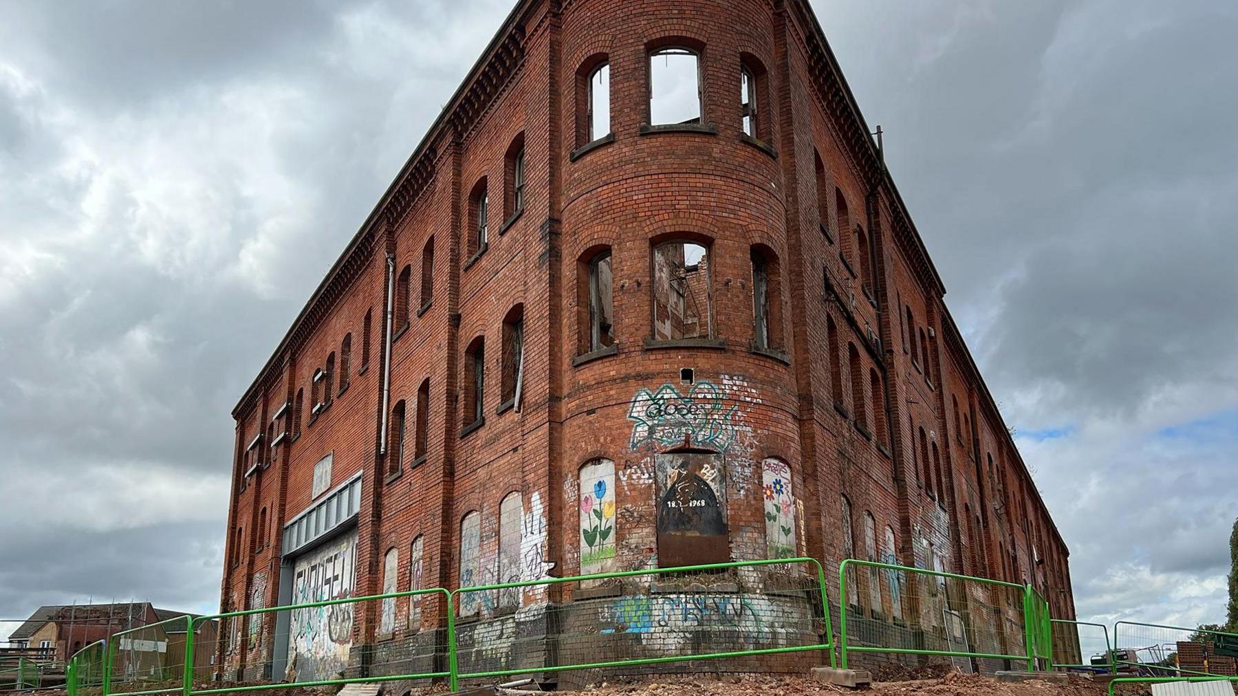 Exterior shot of the Grade II listed bonded warehouse at the Friar Gate Goods Yard site in Derby.