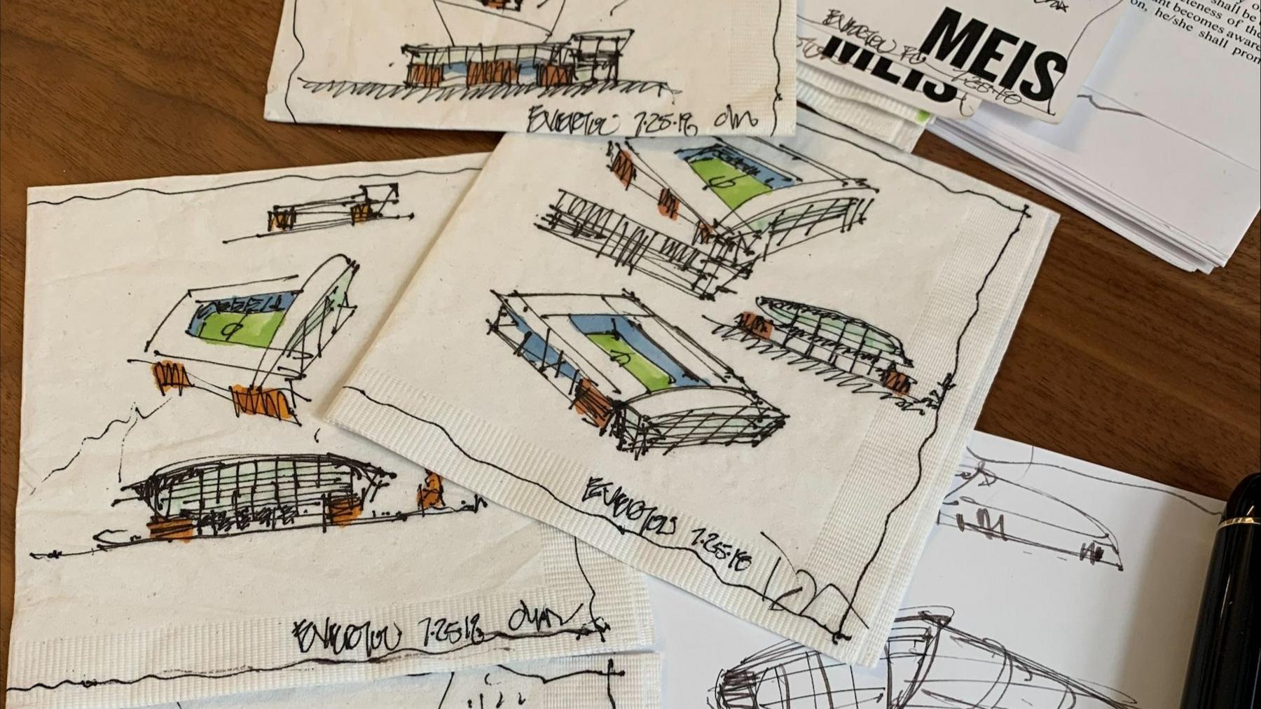 Early sketch of the Hill Dickinson Stadium.