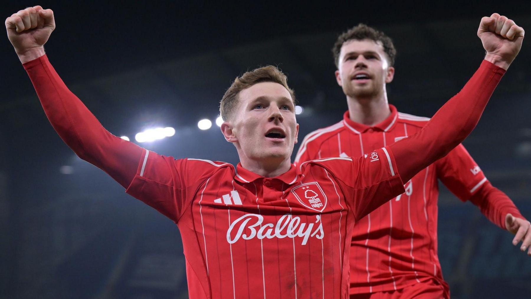 Elliot Anderson celebrates scoring for Nottingham Forest