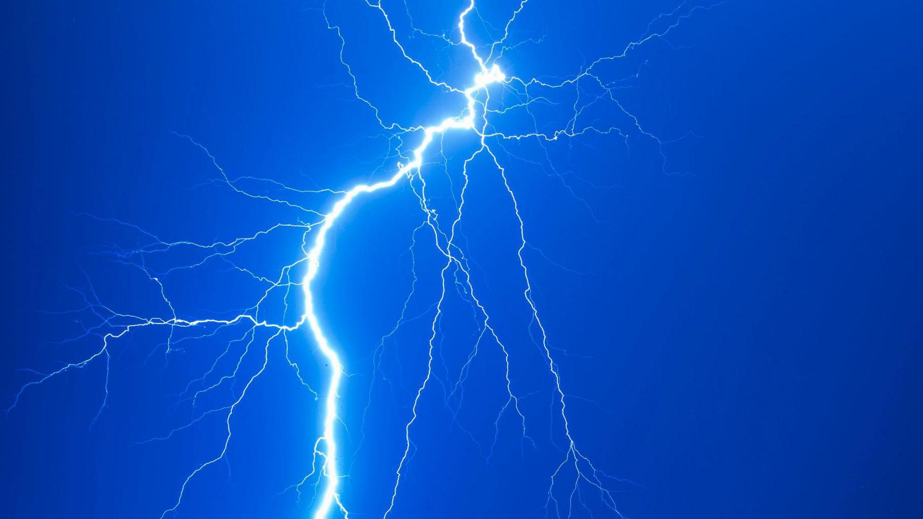 Lightening strike on a blue background