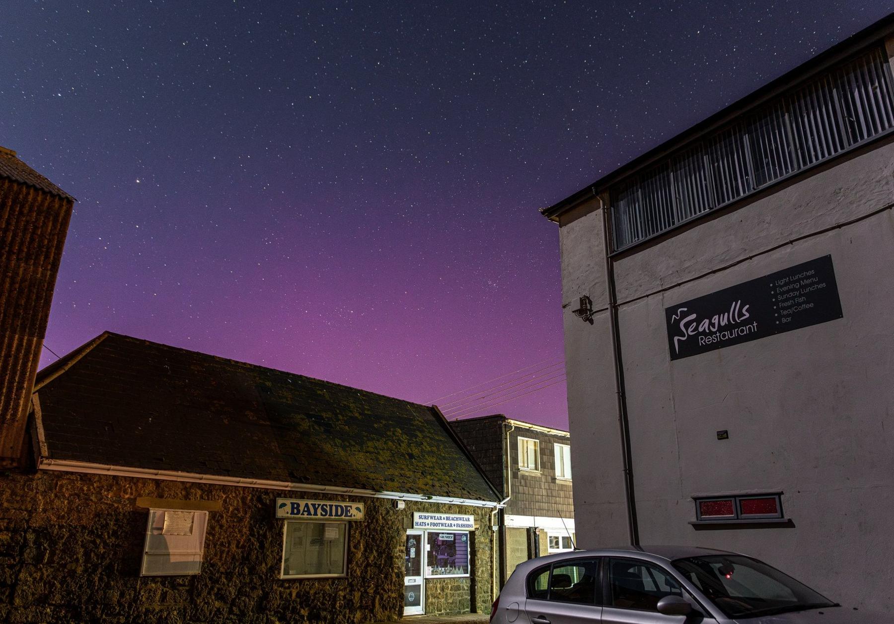 Northern lights over West Bay in Dorset