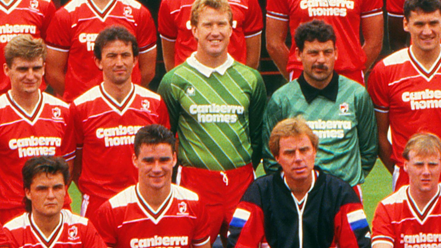 Tony Pulis (back row, second from left) in a Bournemouth team photo from 1987, also including David Coleman, Gerry Peyton, John Smeulders, Trevor Aylott, Tommy Keane, Mark Newson, Harry Redknapp and RIchard Cooke
