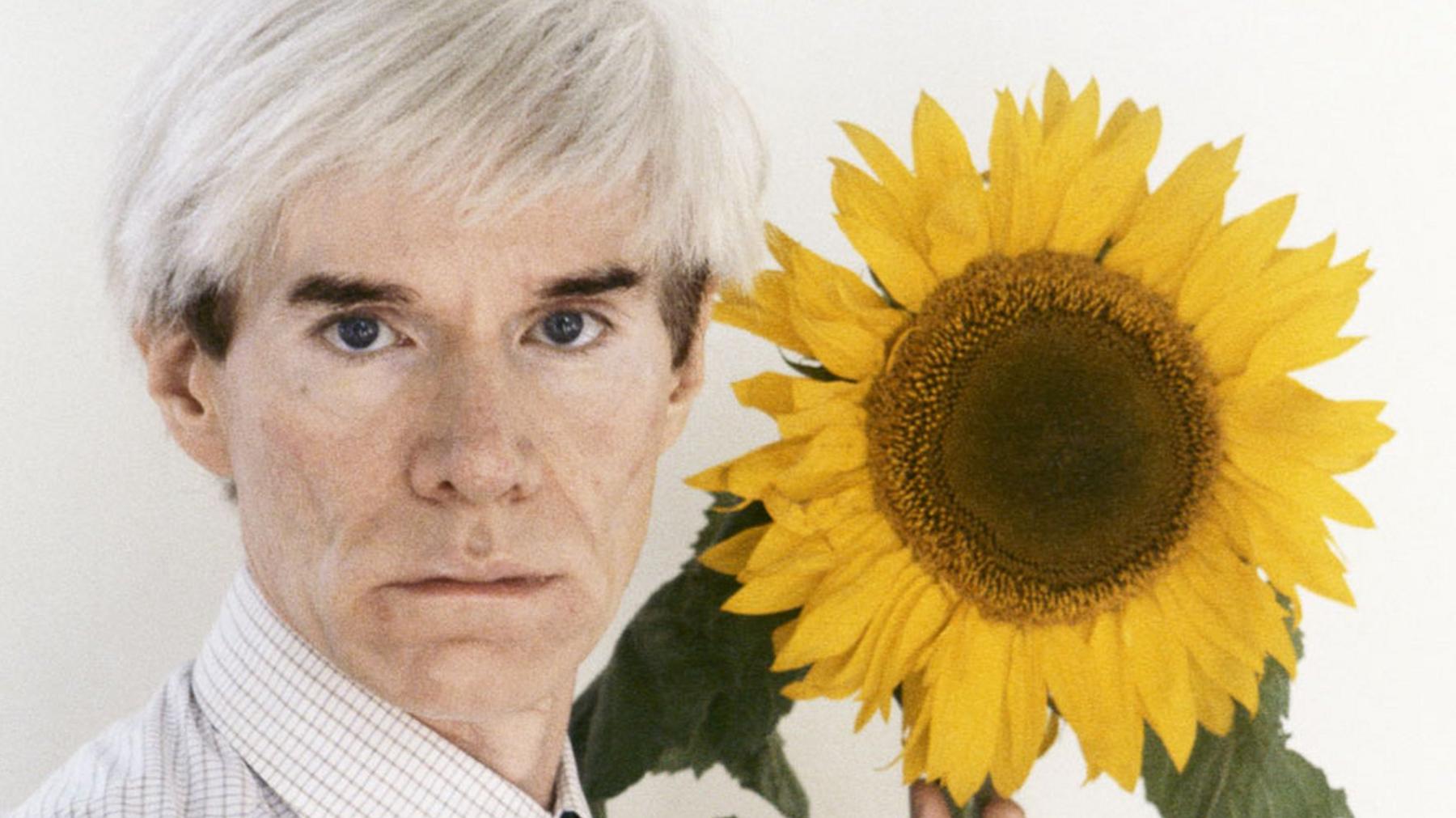 Andy Warhol with sunflower