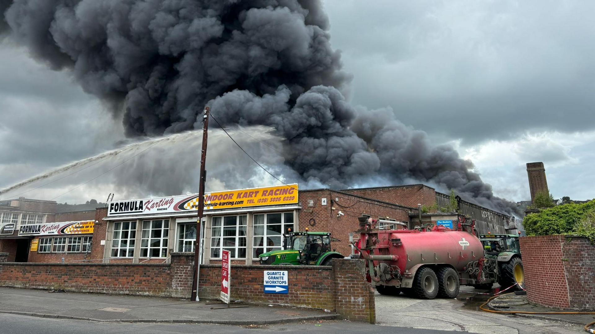 Smoke billowing from building in Greenbank Industrial estate in Newry