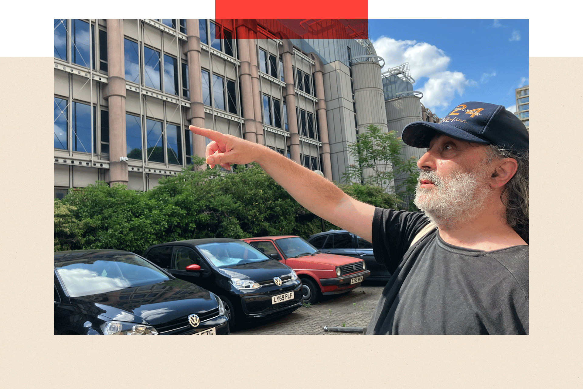 Mark Nygate pointing at the proposed development