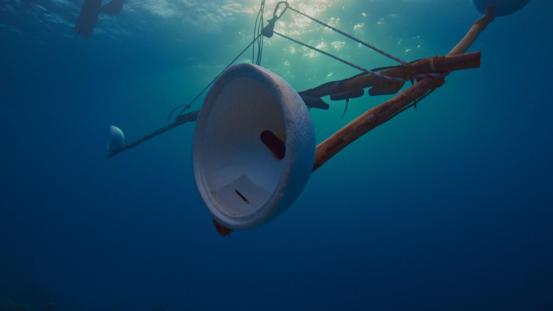 A listening device seen underwater. 