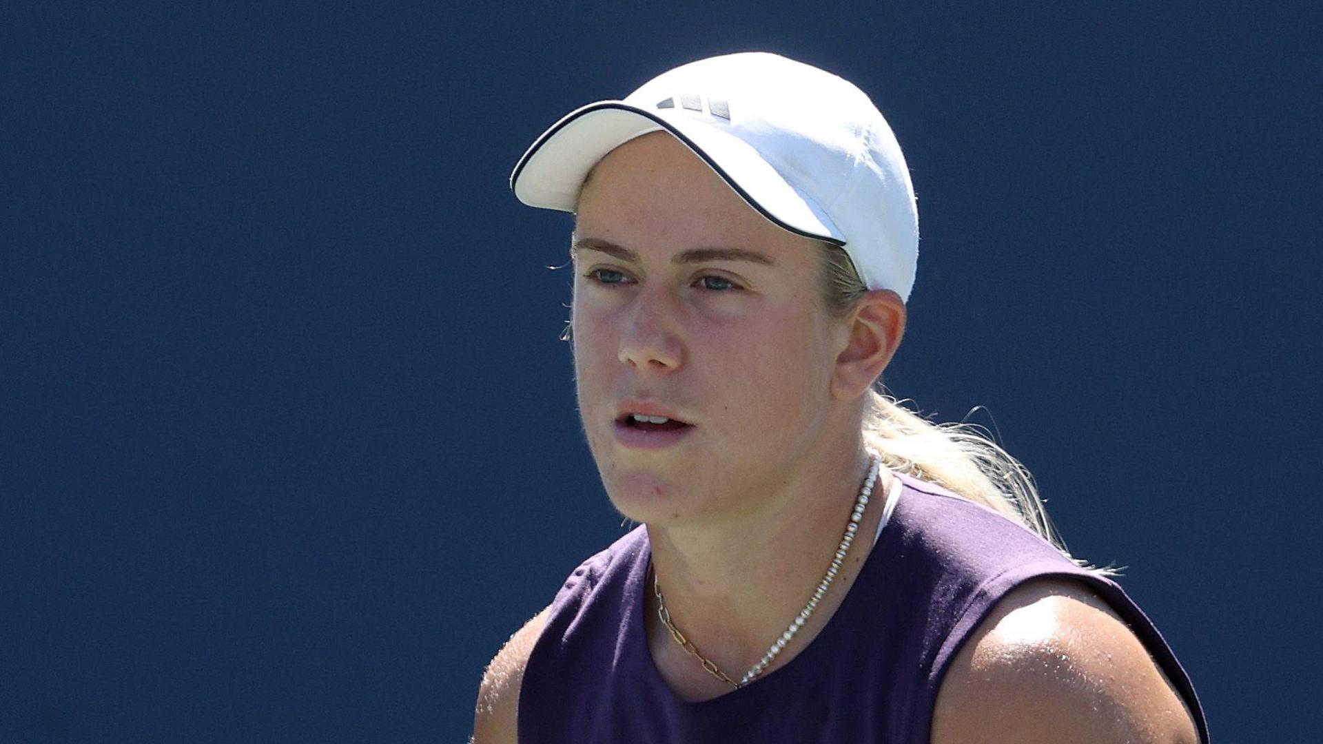 Sonay Kartal waits to return a serve at the 2025 US Open