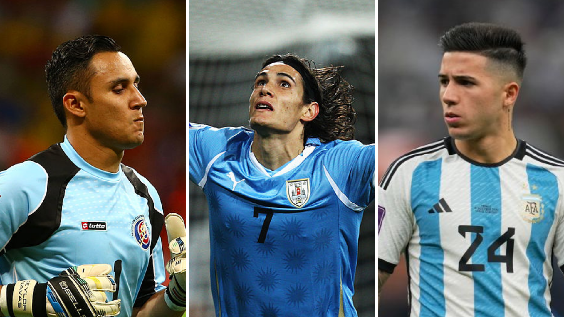 Keylor Navas, Edinson Cavani and Enzo Fernandez