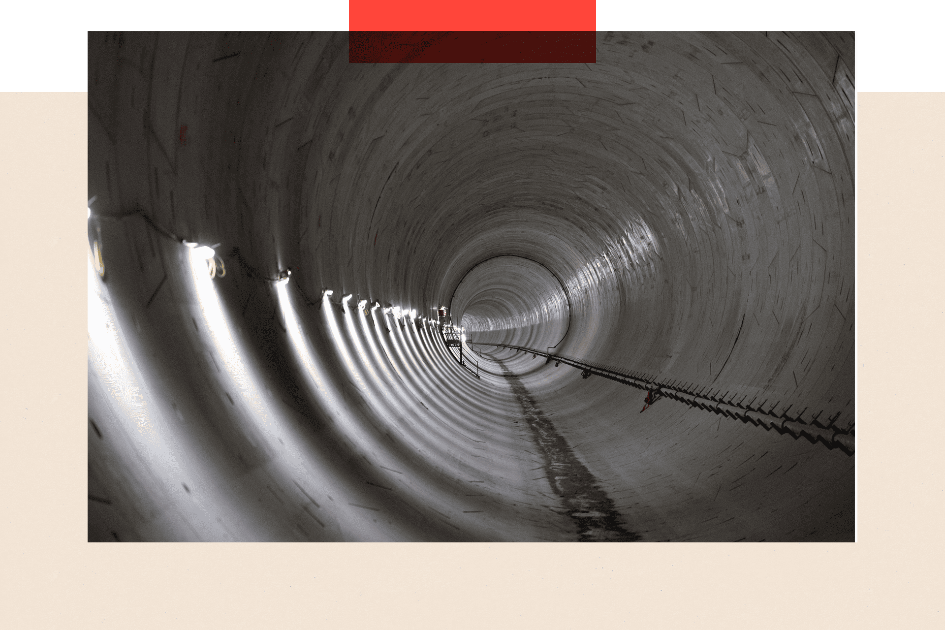 The inside of a one-mile section of the first completed HS tunnel