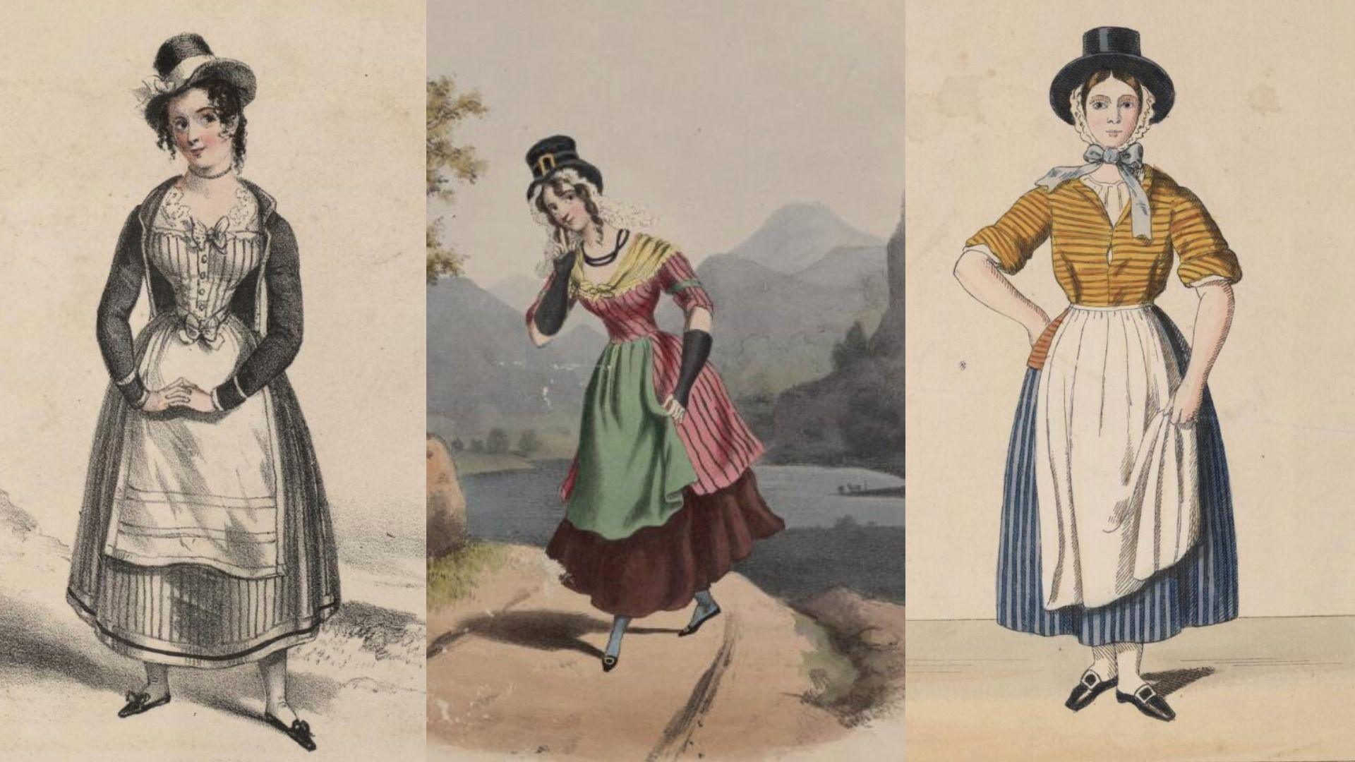 tair merch mewn dillad traddodiadol