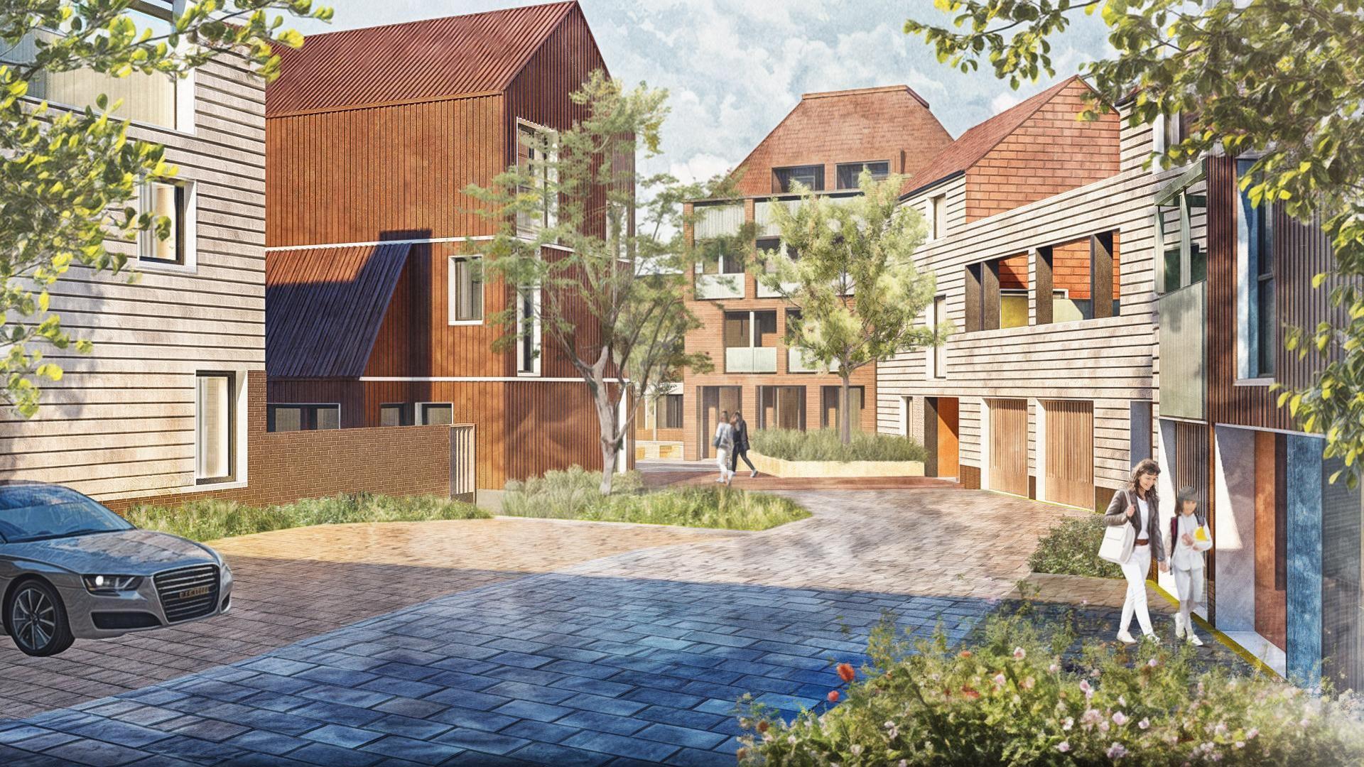 An artists impression drawing of the proposed housing development. 