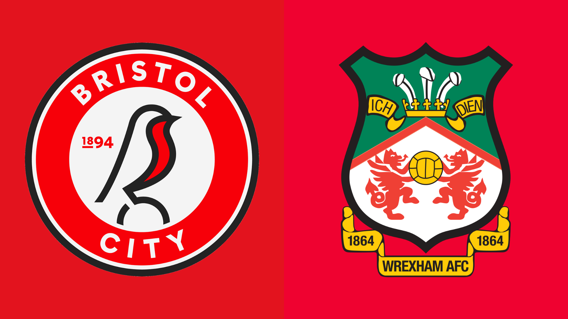 Side-by-side of Bristol City and Wrexham club badges