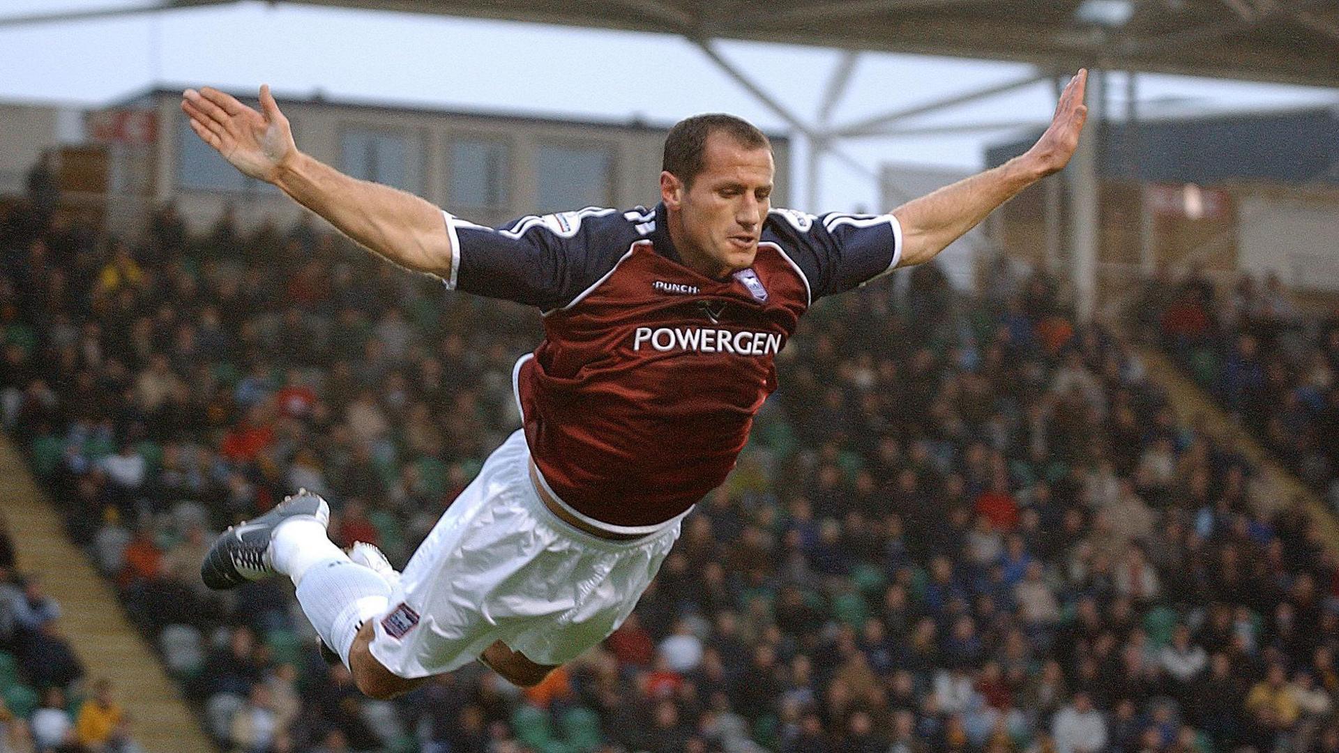 Former Ipswich Town player Shefki Kuqi during a goal celebration