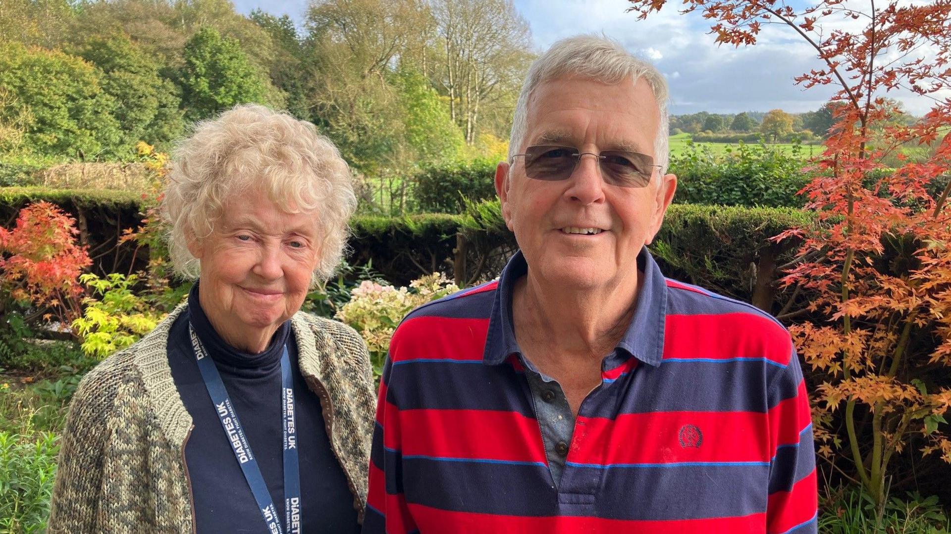 Shirlie and Roger Briers in their garden