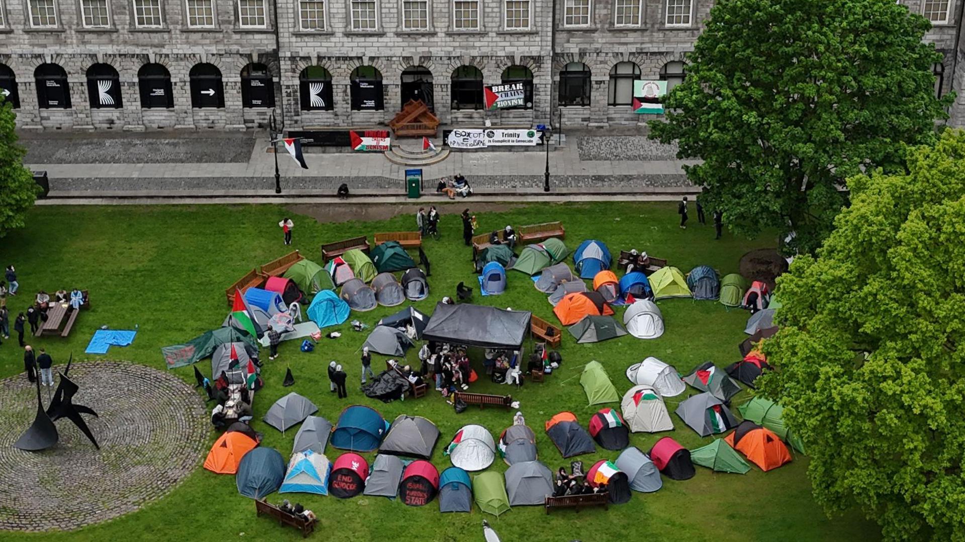 Tents in a campus square