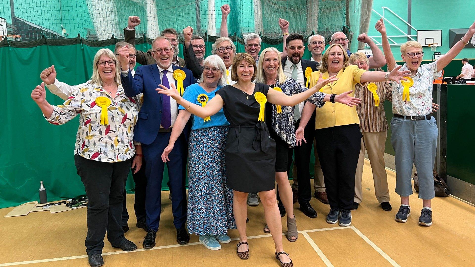Lib Dems celebrating in Cirencester