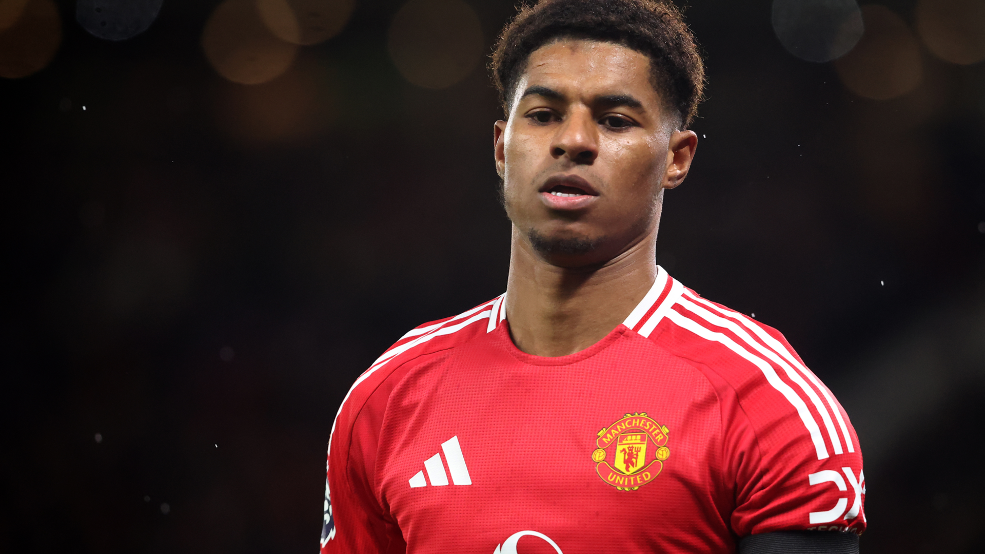 Marcus Rashford in a Manchester United shirt