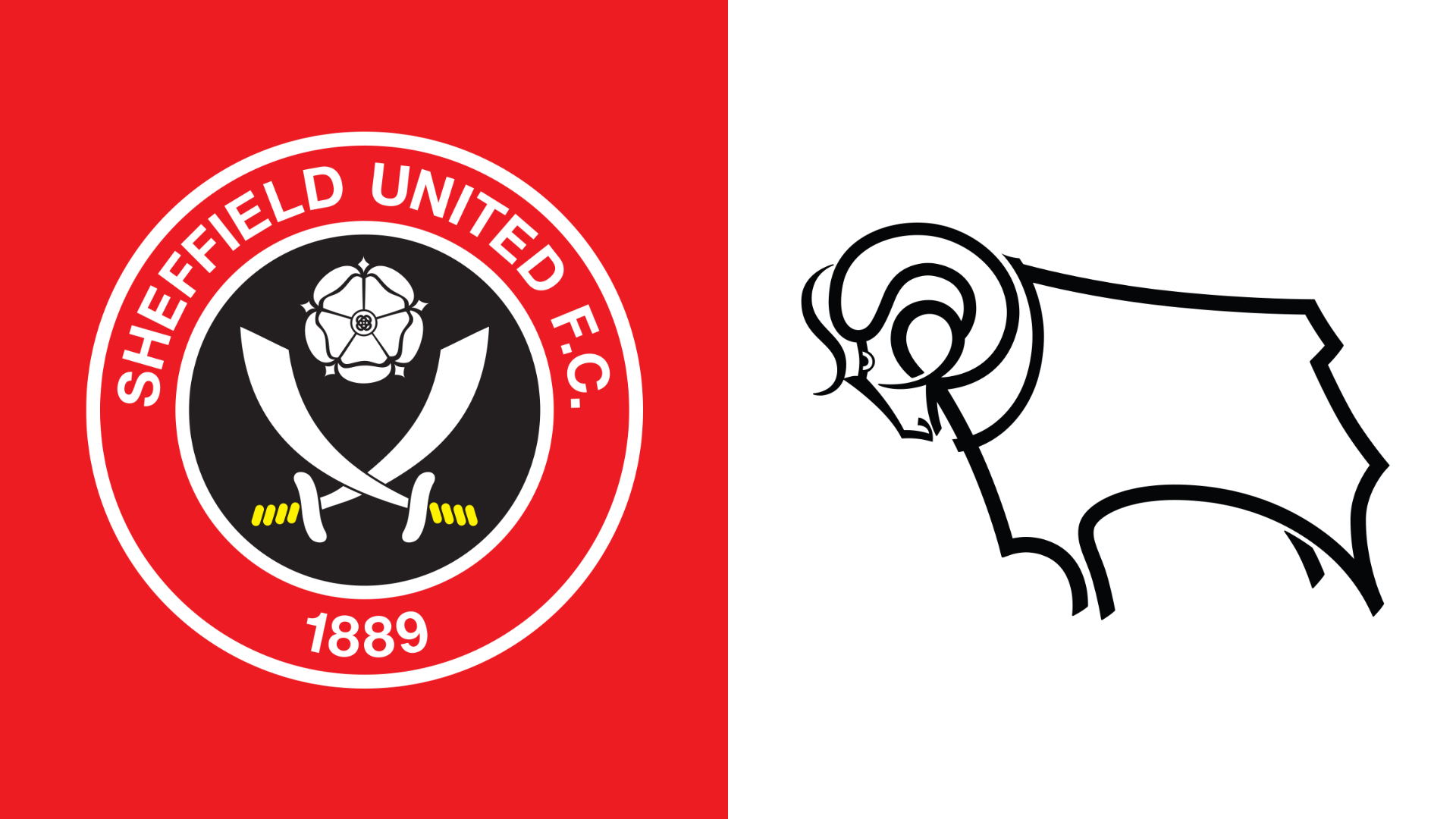 Side-by-side of Sheffield United and Derby County club badges