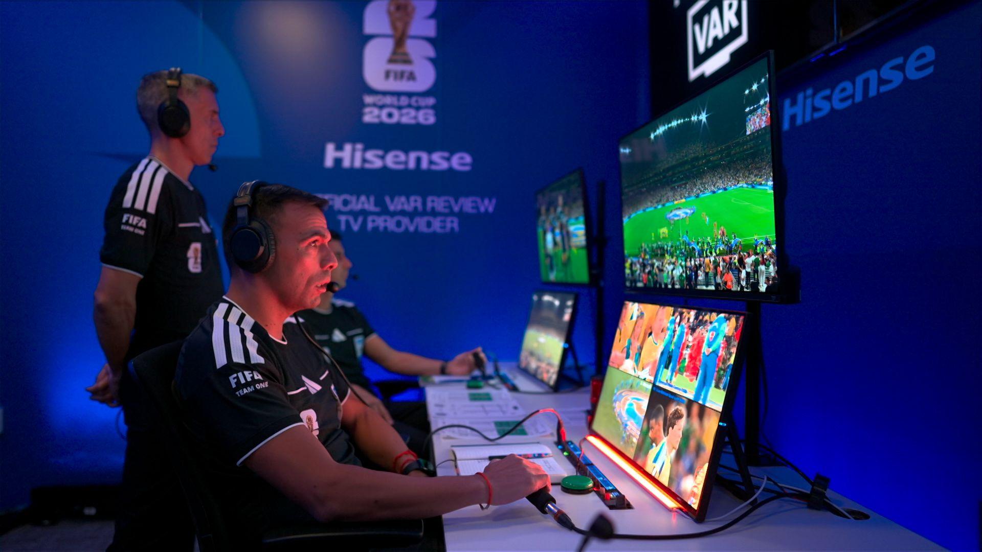 A picture showing the Sweden v Tunisia VAR team