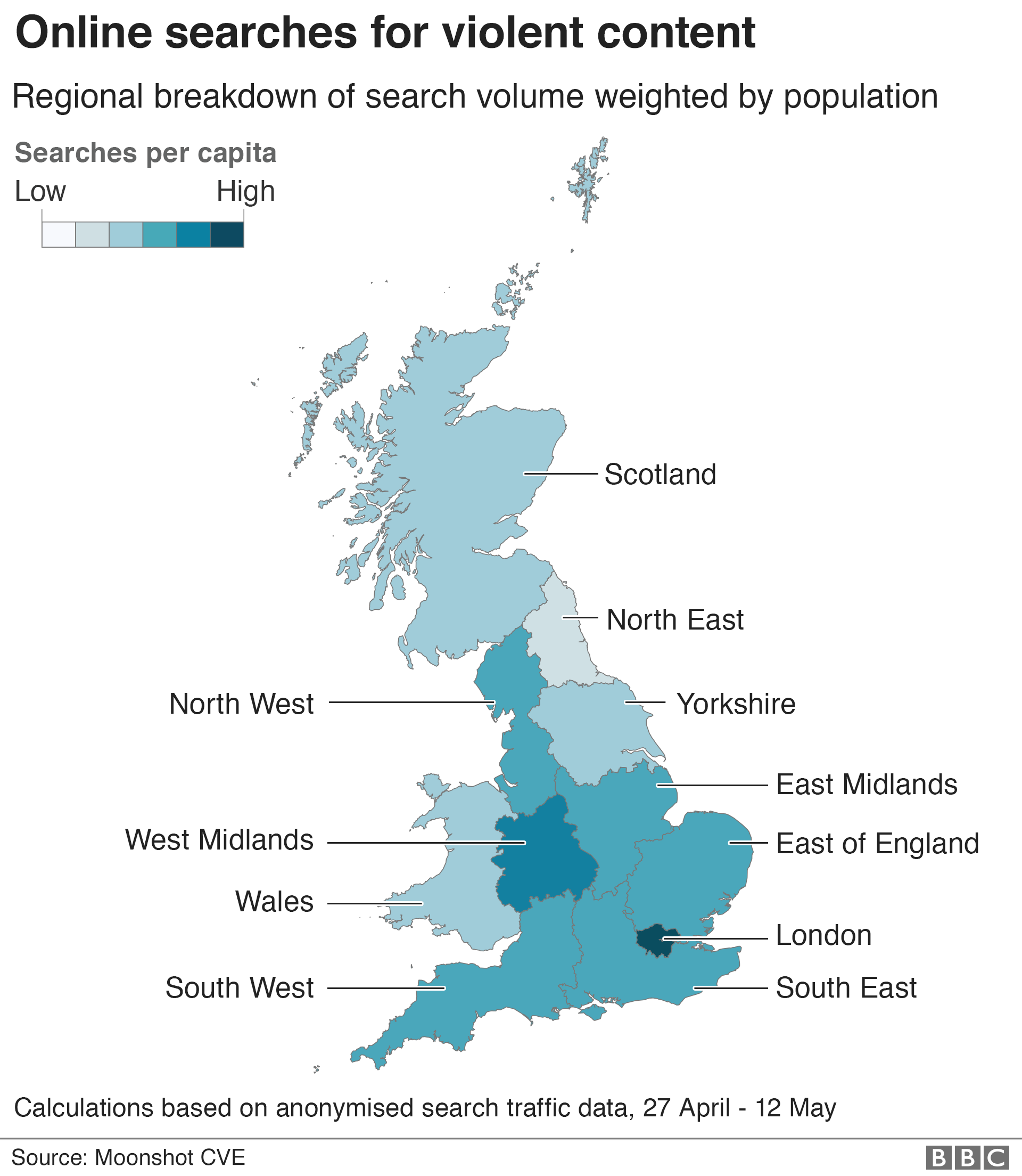 Map of online searches for violent content