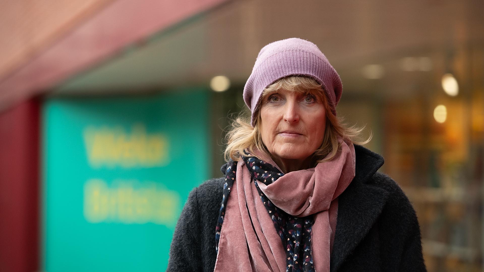 Carolyn Stephens outside the British Library