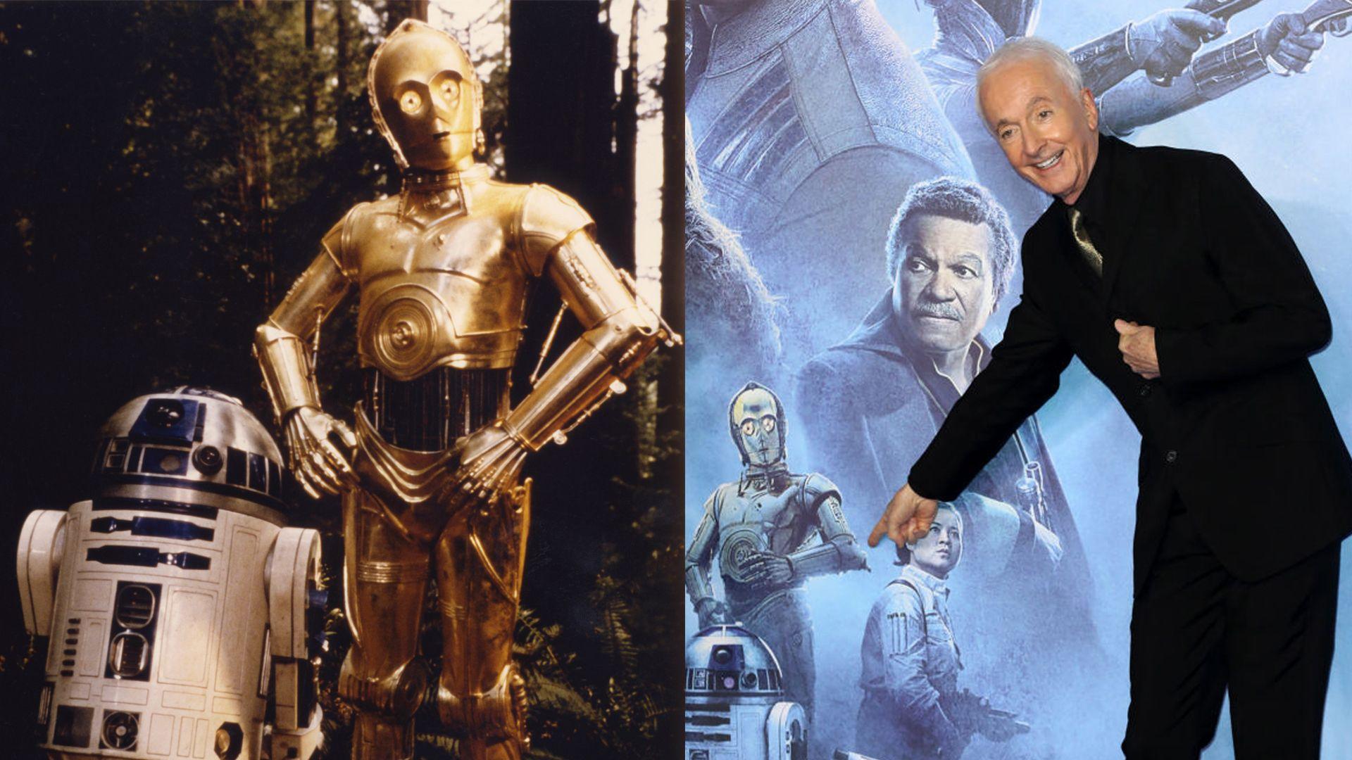 droids R2-D2, C-3PO and actor Anthony Daniels.