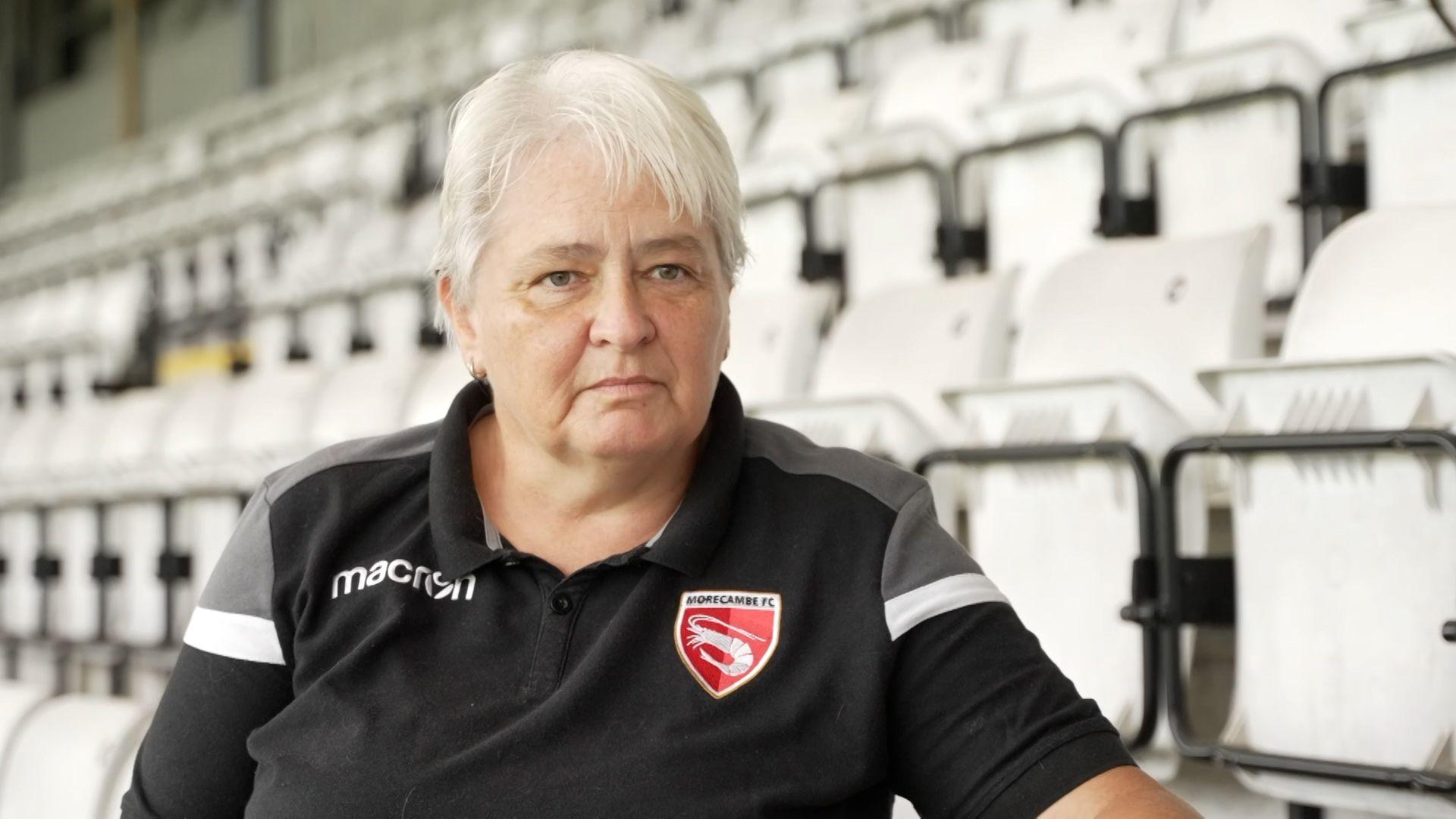 Kate Barker sits inside the Morecambe Stadium