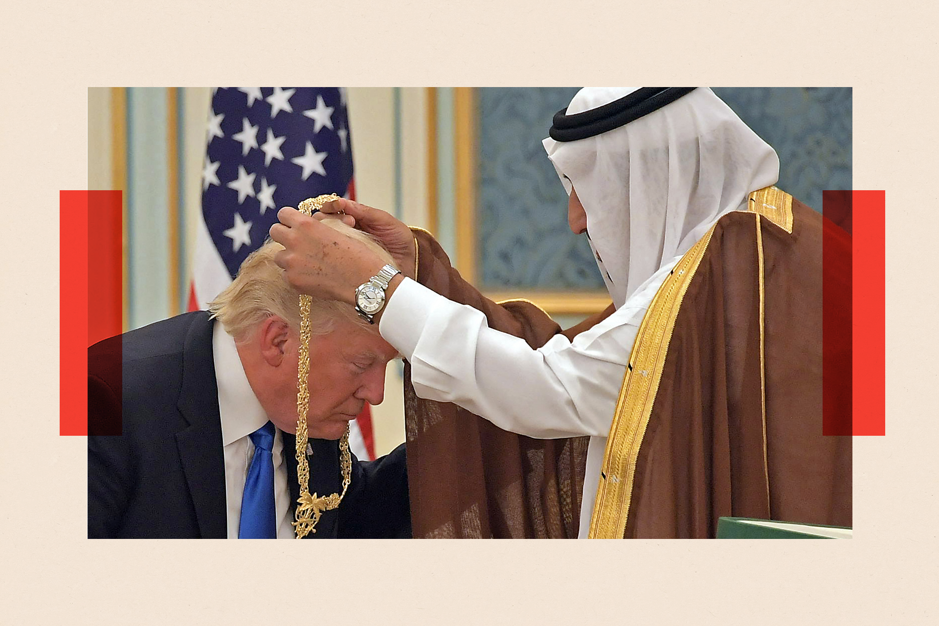 Donald Trump receives a medal from Saudi Arabia's King Salman bin Abdulaziz al-Saud