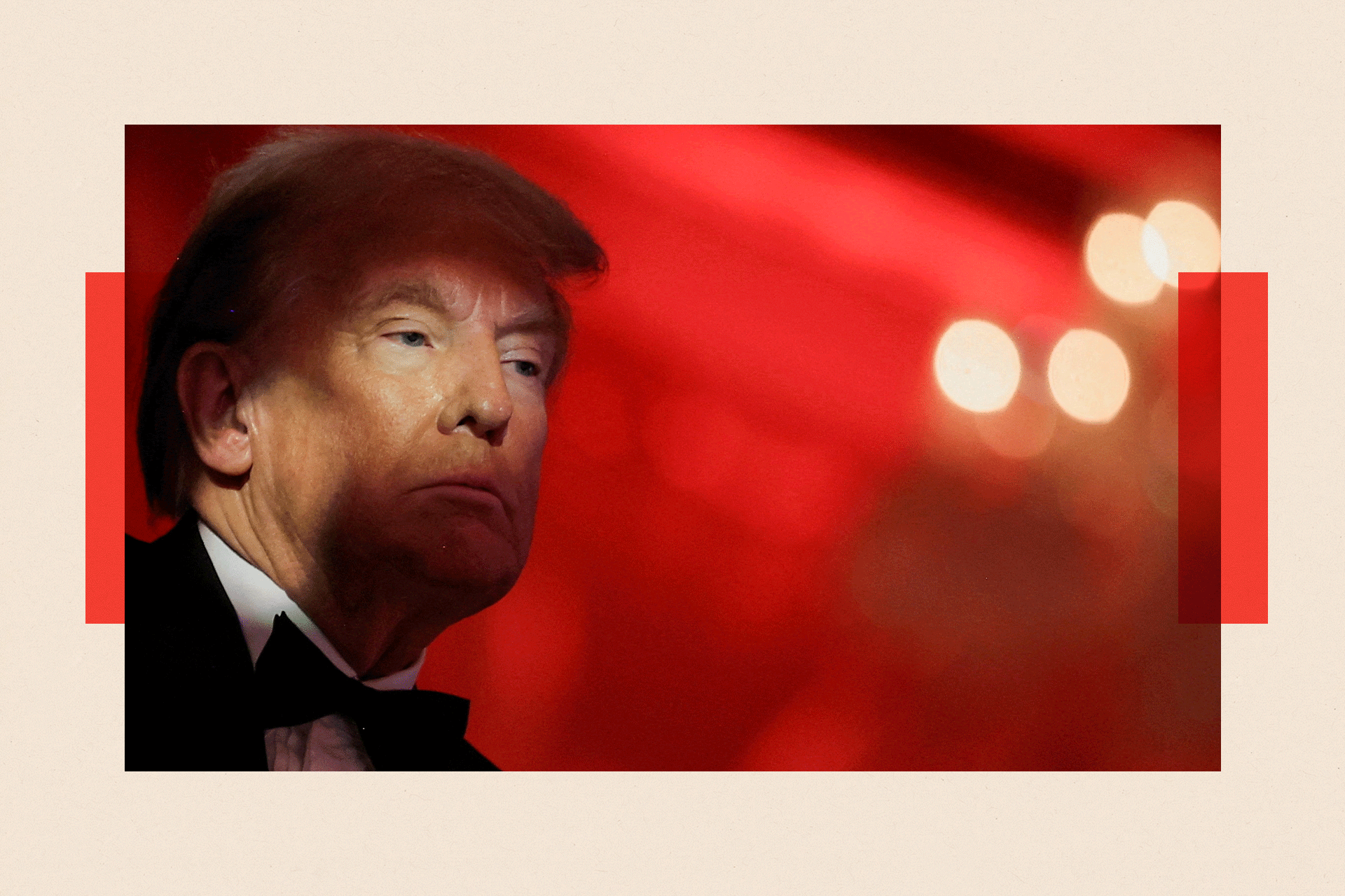 Donald Trump in suit and a bow tie attends a gala