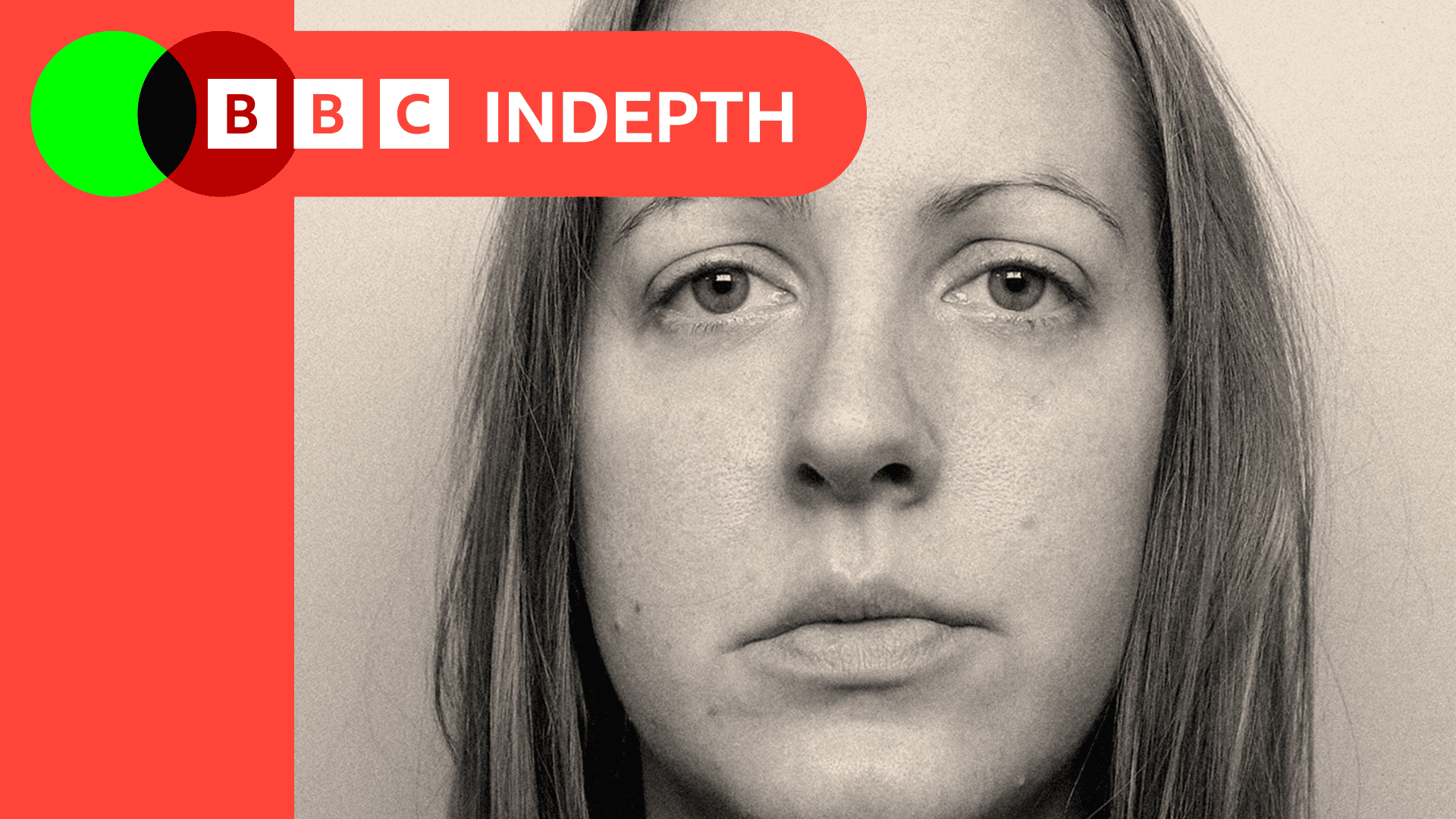 Lucy Letby mugshot from the police in black and white