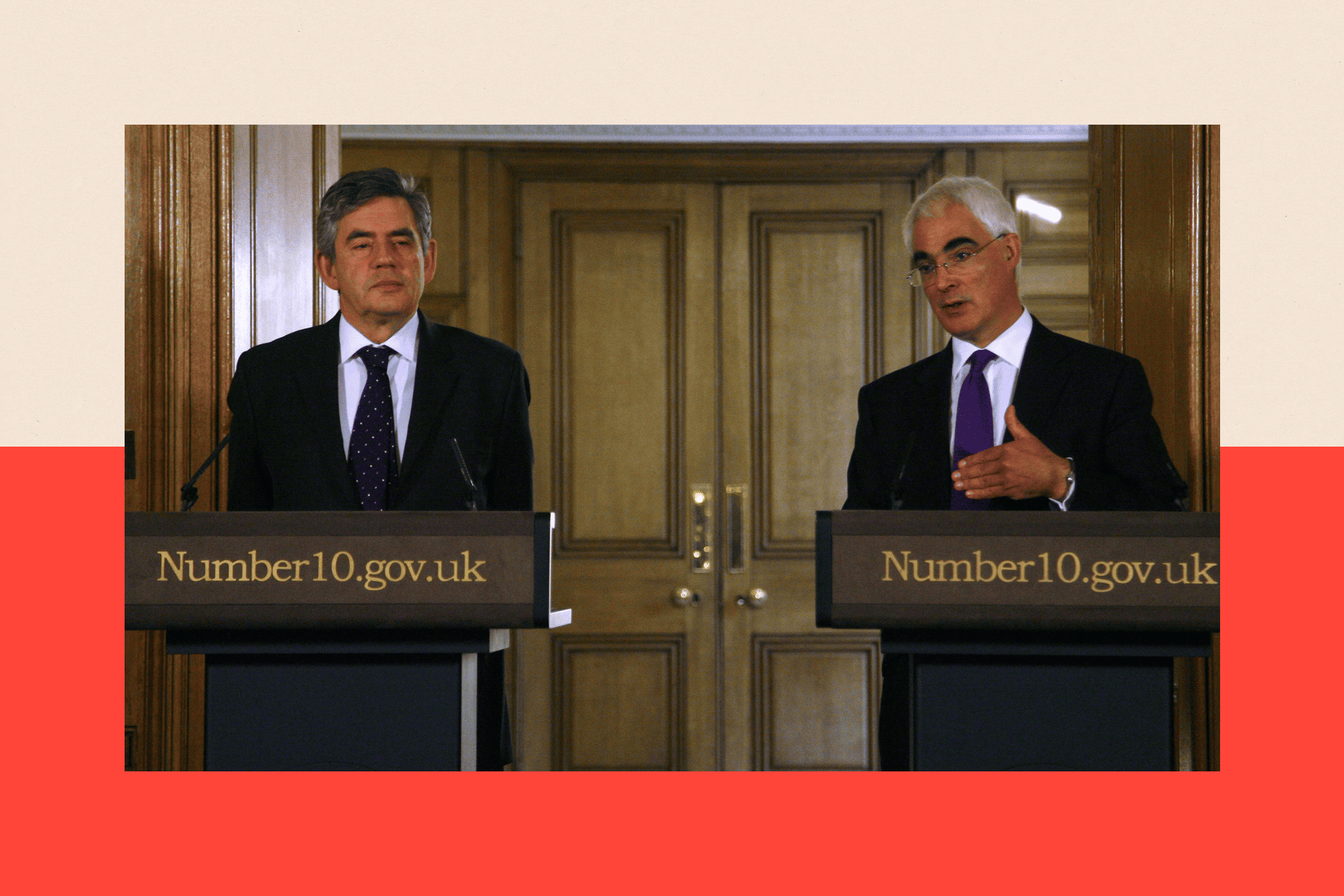 Prime Minister Gordon Brown (left) and Chancellor Alistair Darling during a press conference at 10 Downing Street
