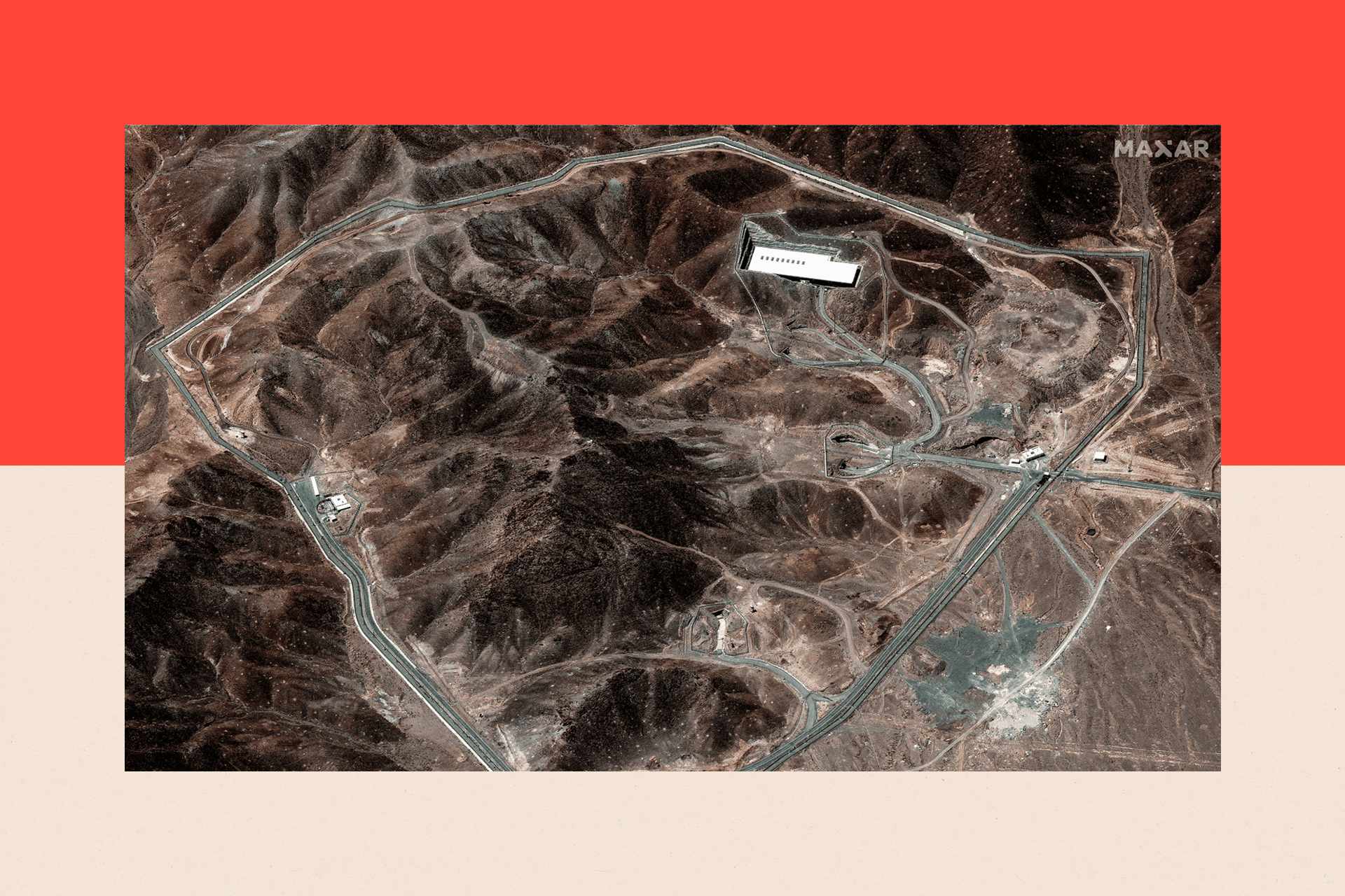Maxar satellite imagery overview of the Fordow facility