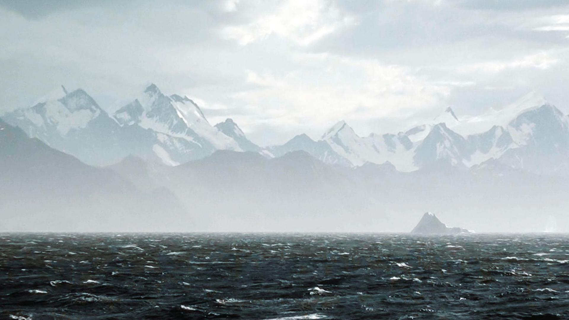 Mist covering an iceberg in Antarctica  