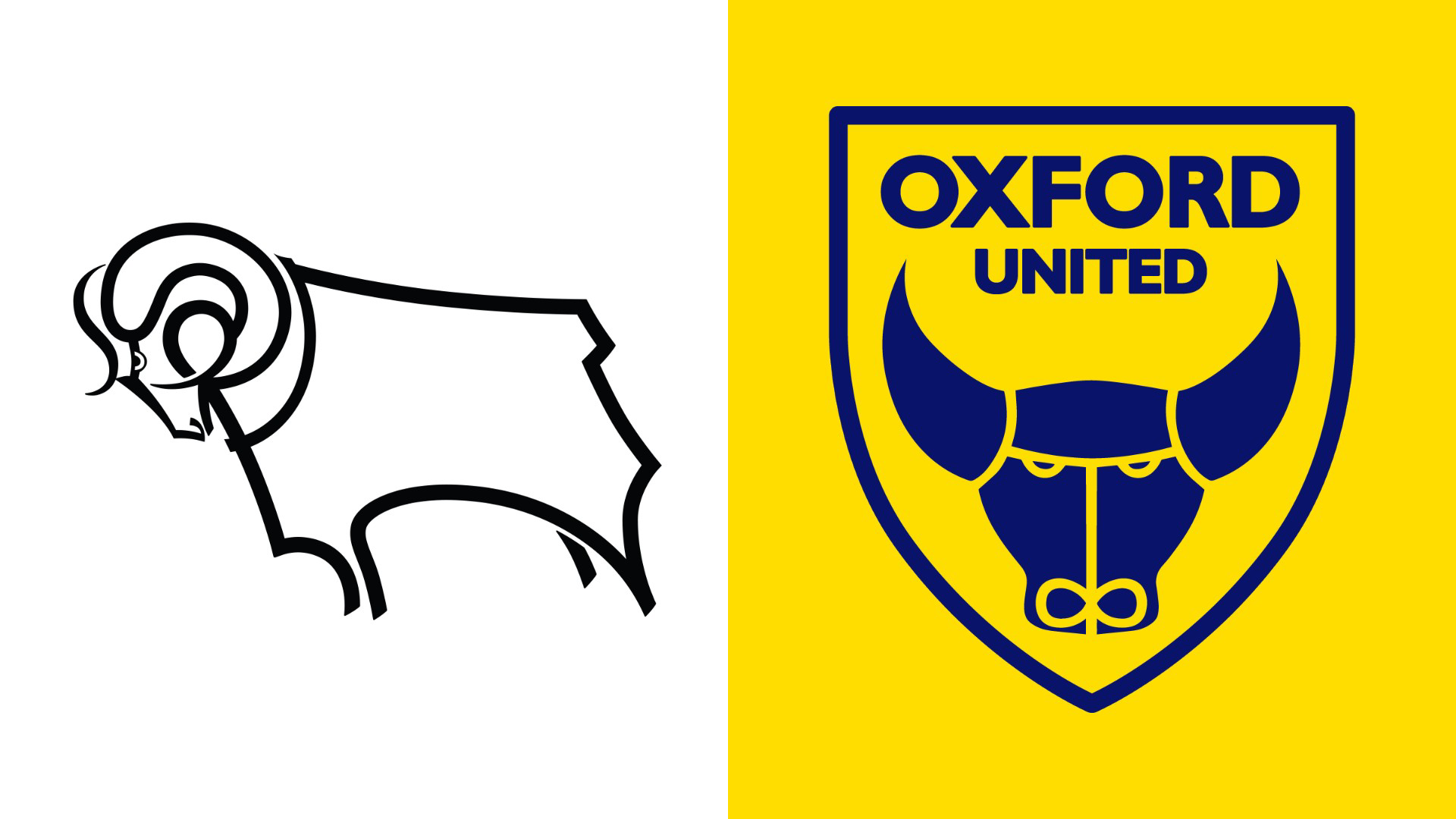 Side-by-side of Derby County and Oxford United club badges