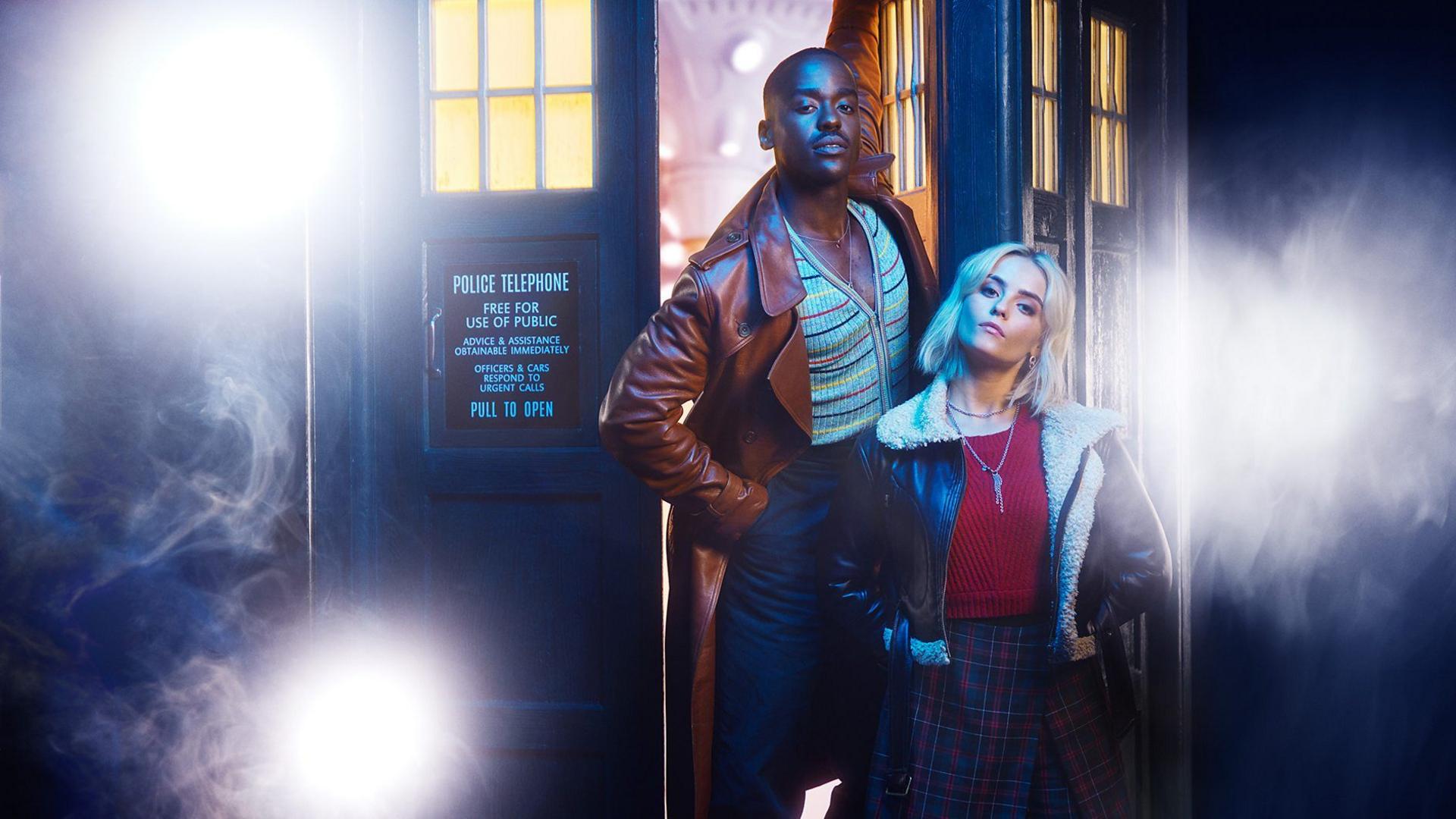 The Doctor and his assistant step out of the Tardis