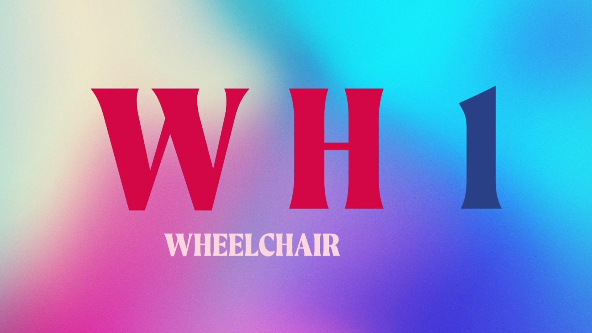 colourful background with WH1 - wheelchair in text.