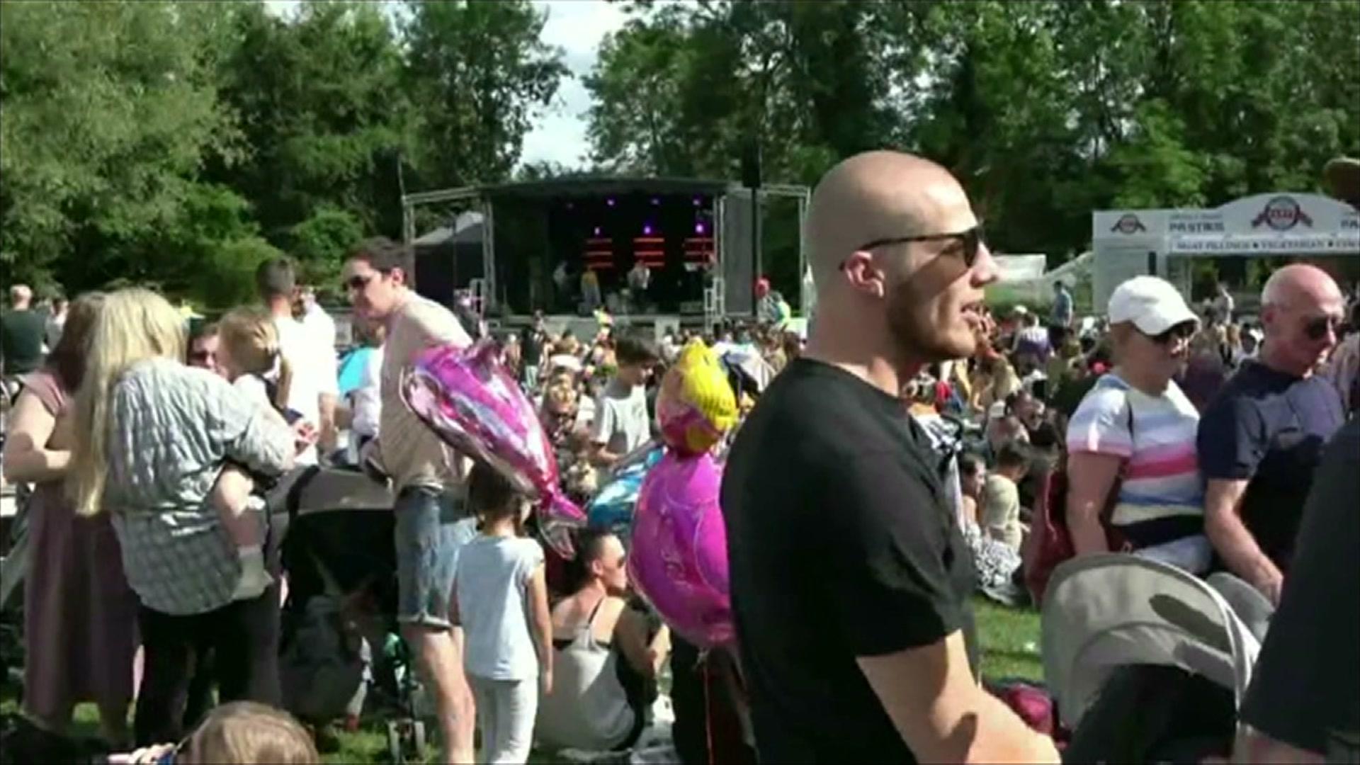 Audience beside a stage