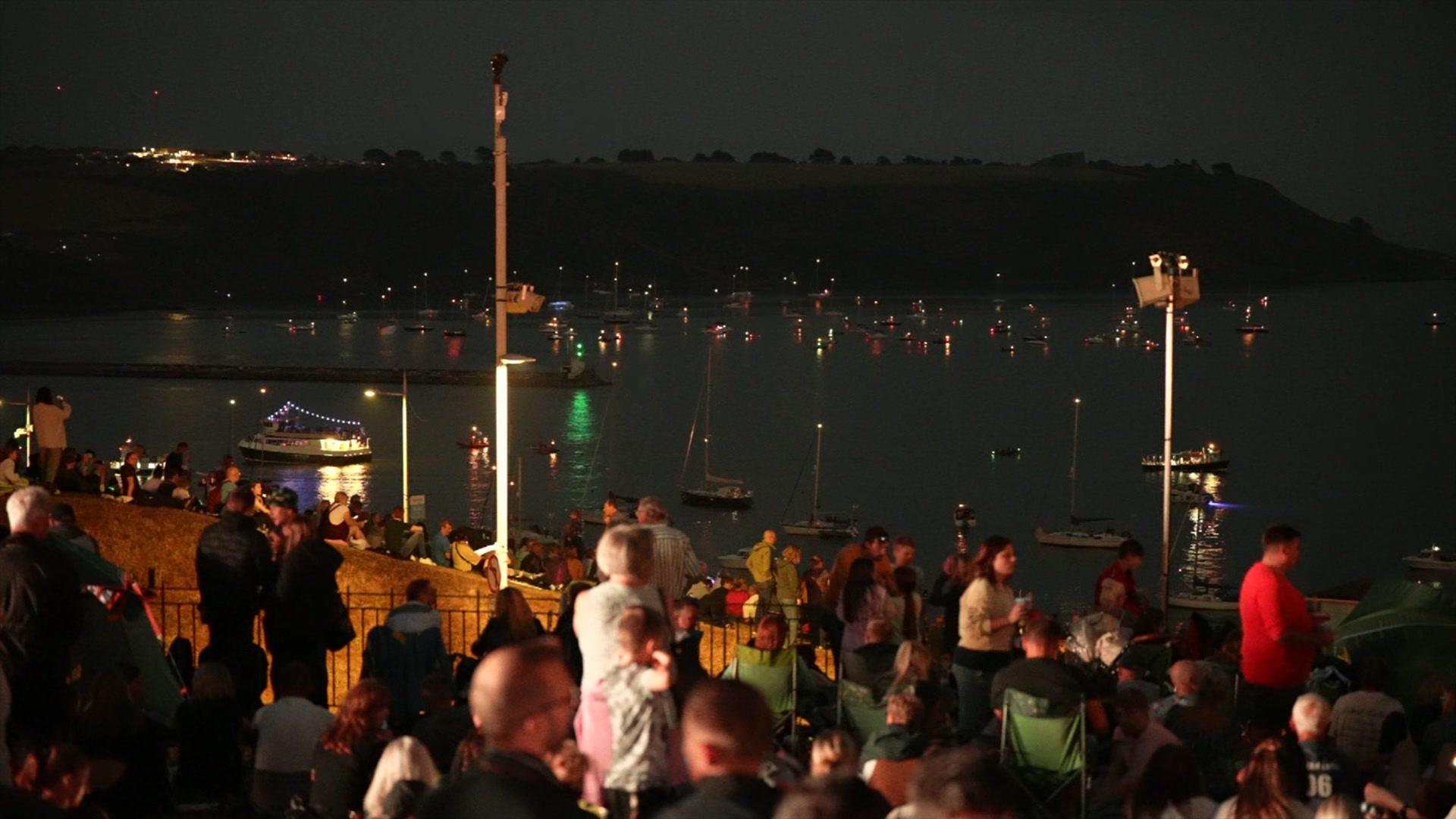 People watching the fireworks championships in Plymouth