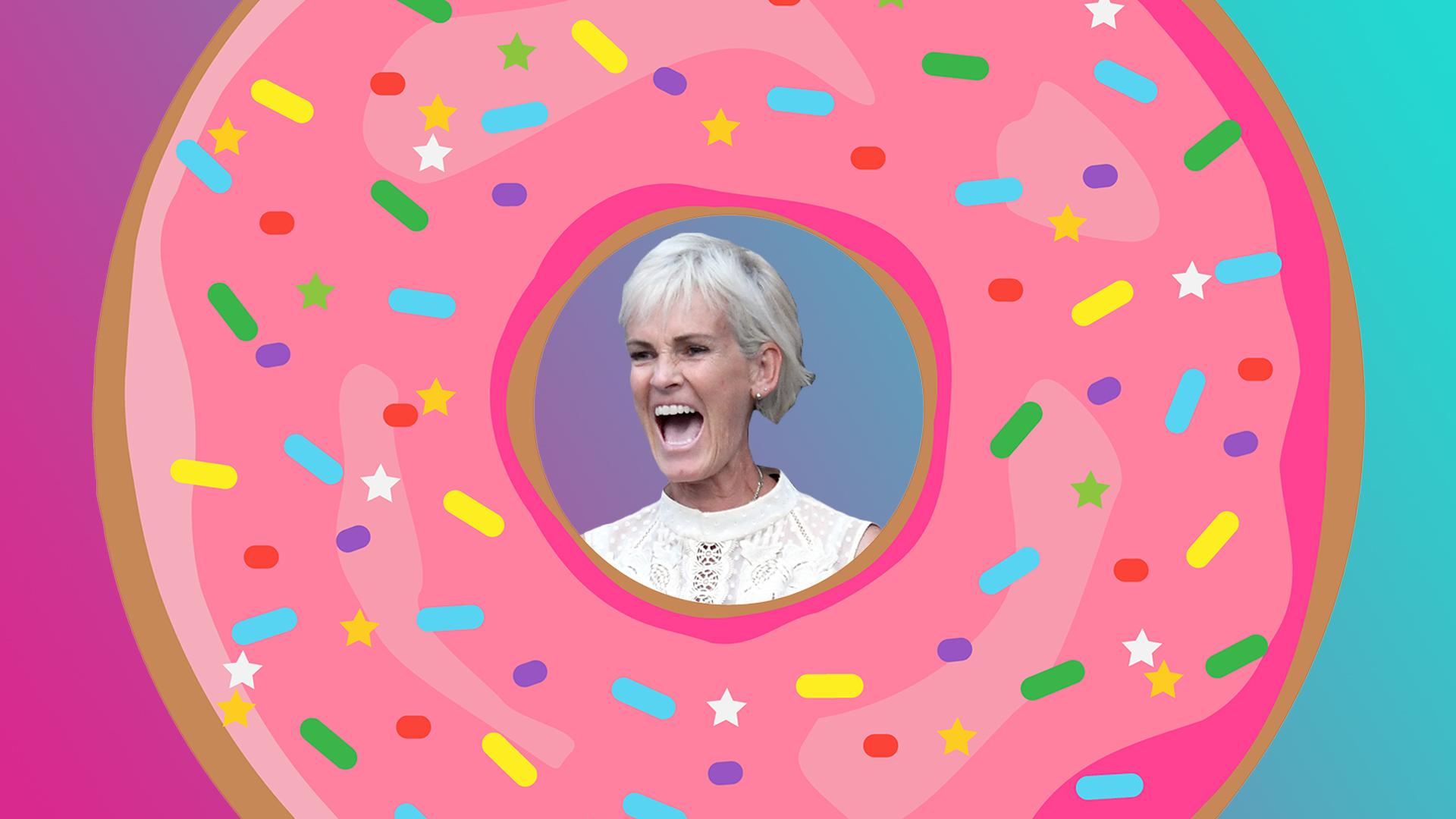 Judy Murray in a doughnut.