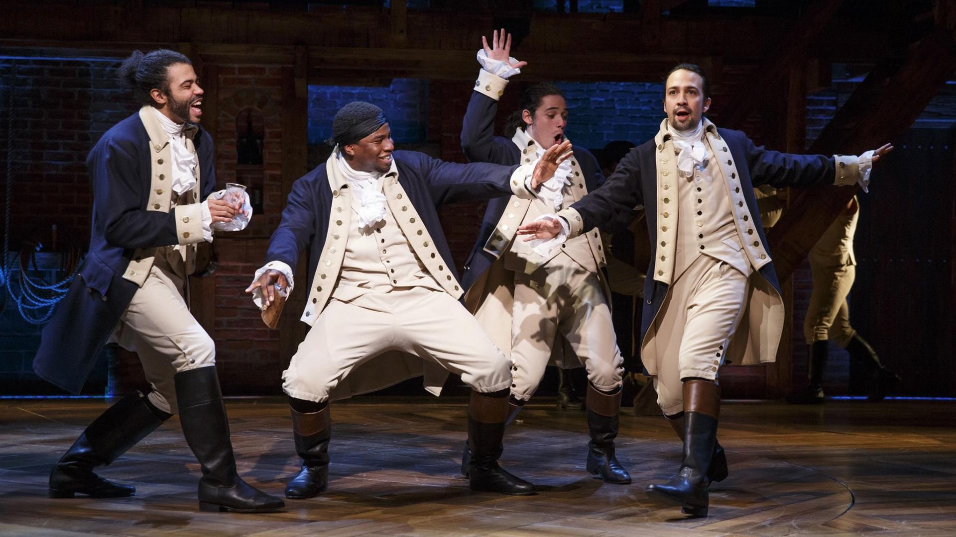 Daveed Diggs, Okieriete Onaodowan, Anthony Ramos, and Lin-Manuel Miranda in Hamilton