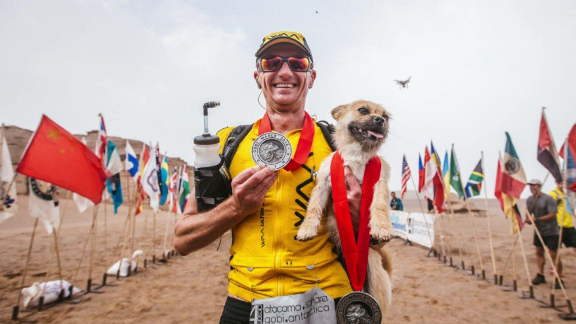 Gobi and Dion with marathon medal