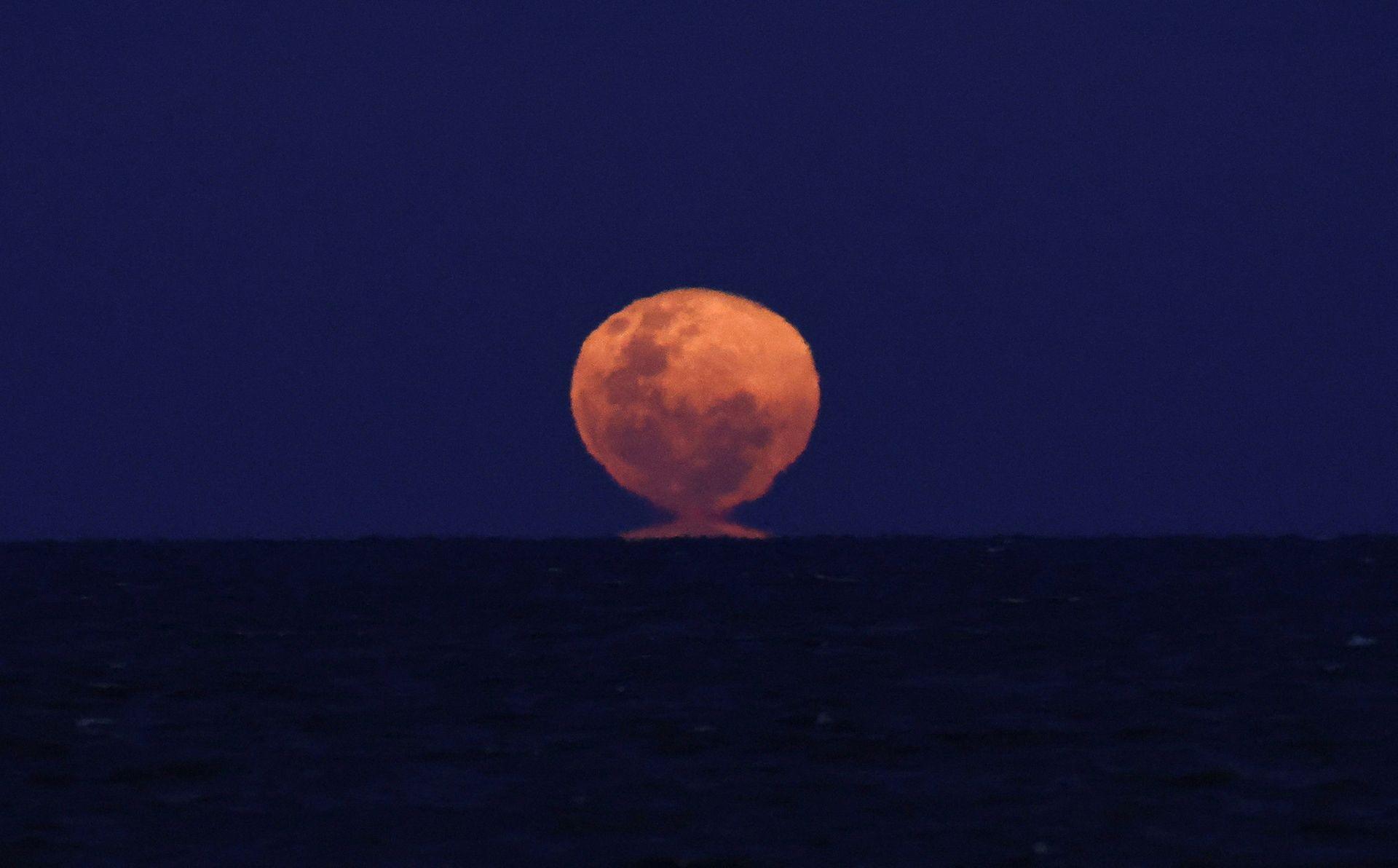 The "Beaver Moon" super moon rises over the Rio de la Plata river, in Buenos Aires, Argentina, November 5, 2025. 
