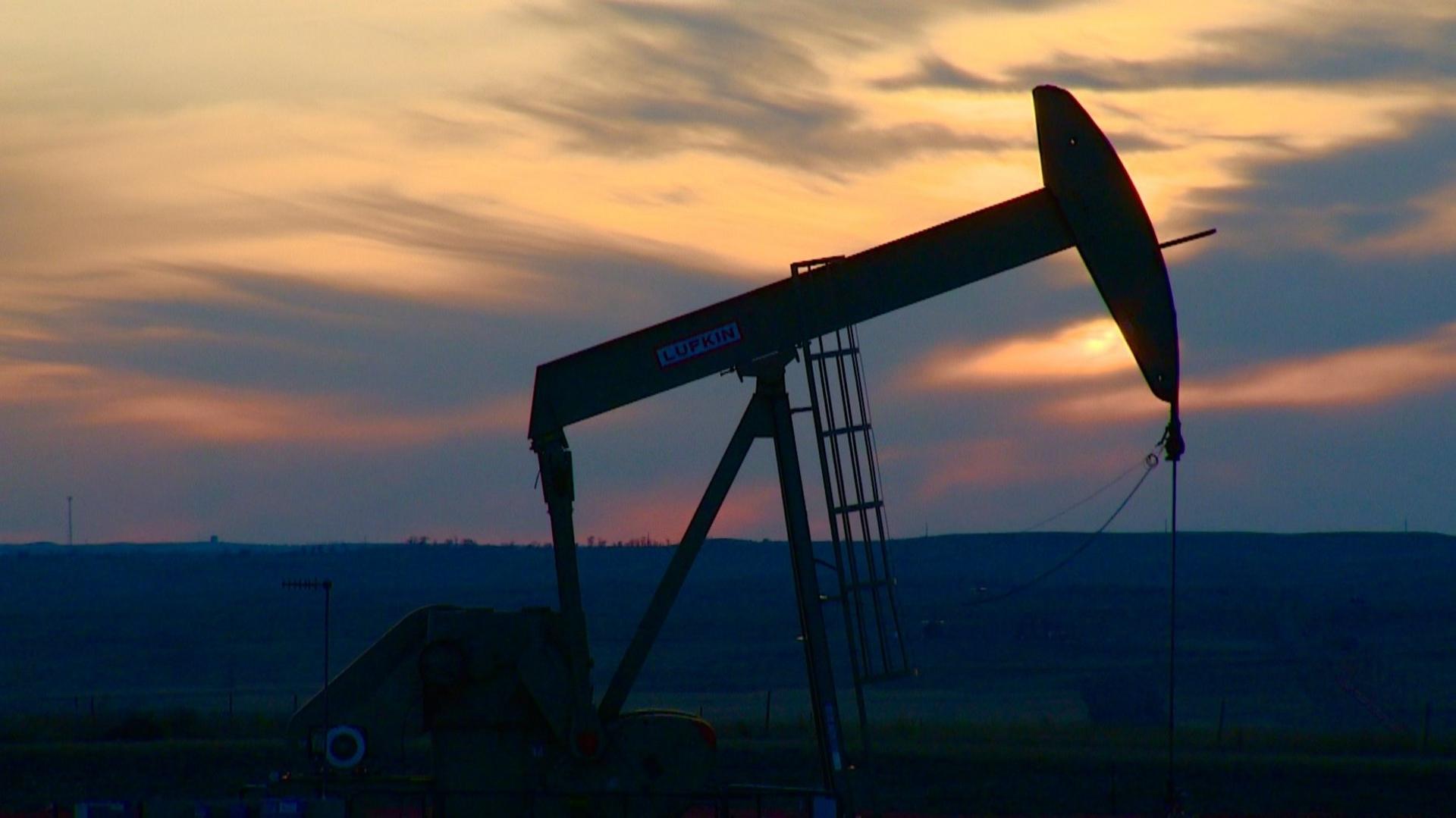 oil pump at sunset