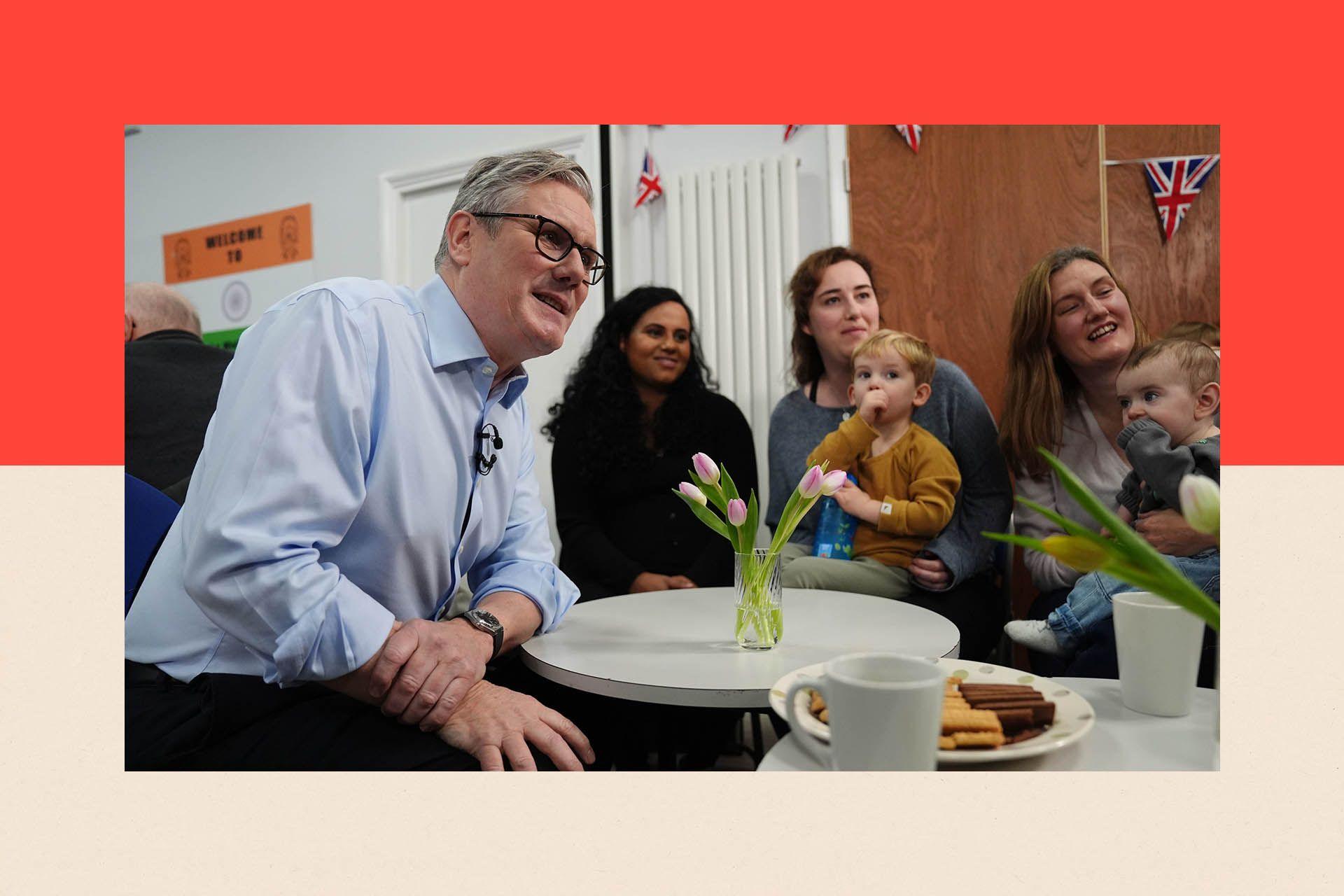 Prime Minister Sir Keir Starmer speaks with guests during a visit to the Benn Partnership Centre