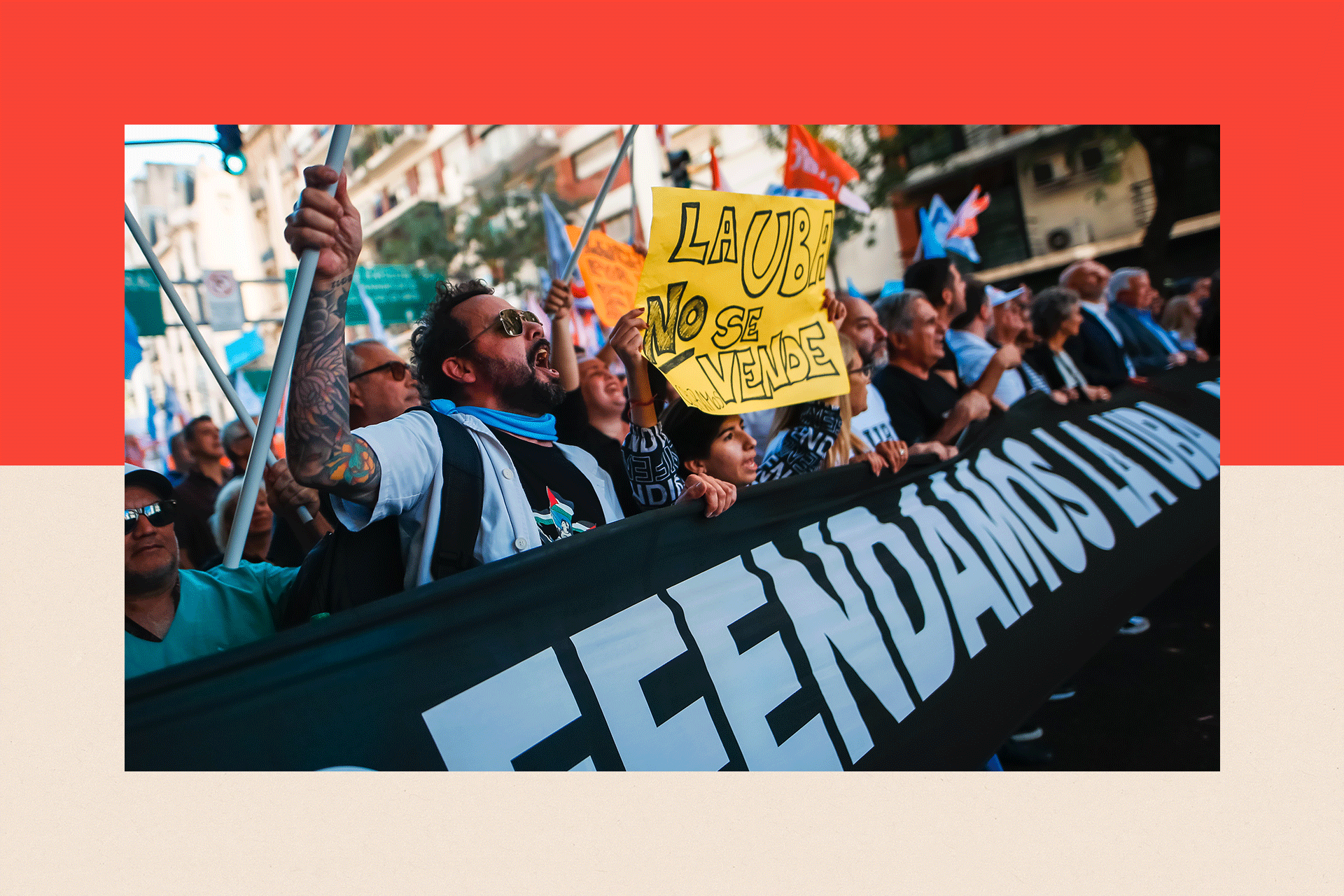 Argentine citizens participate in an education demonstration against the government of President Javier Milei
